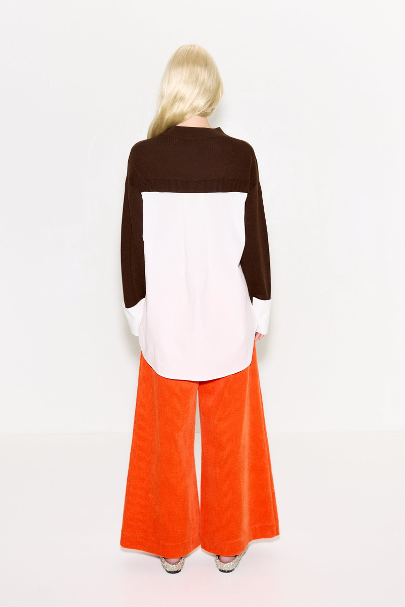 SIMONMILLER Pip Poplin Combo Sweater In Choco Brown/Macadamia outlook