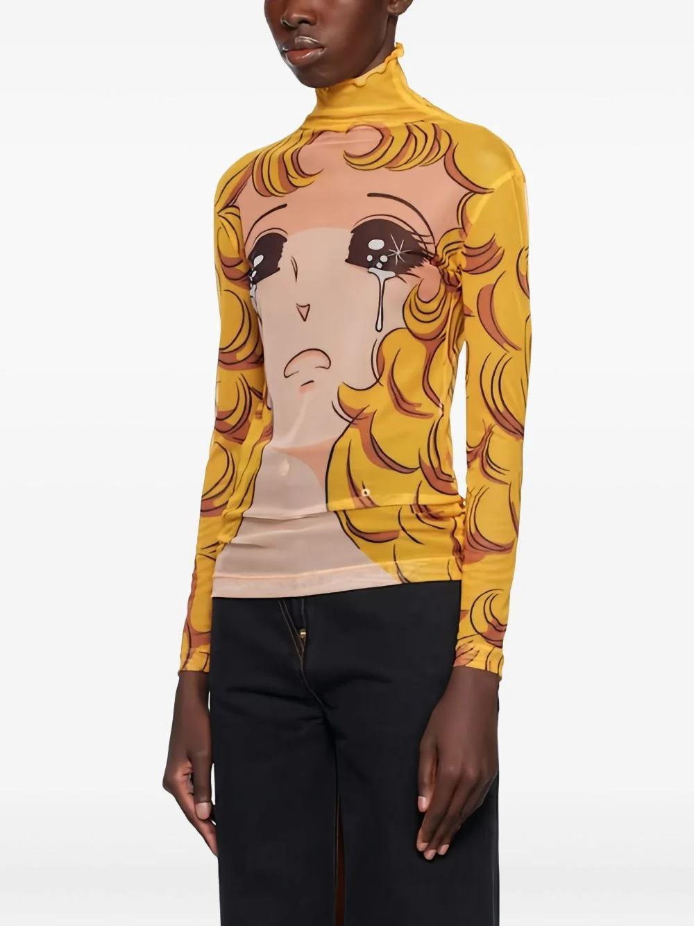 illustration-print turtleneck top - 1
