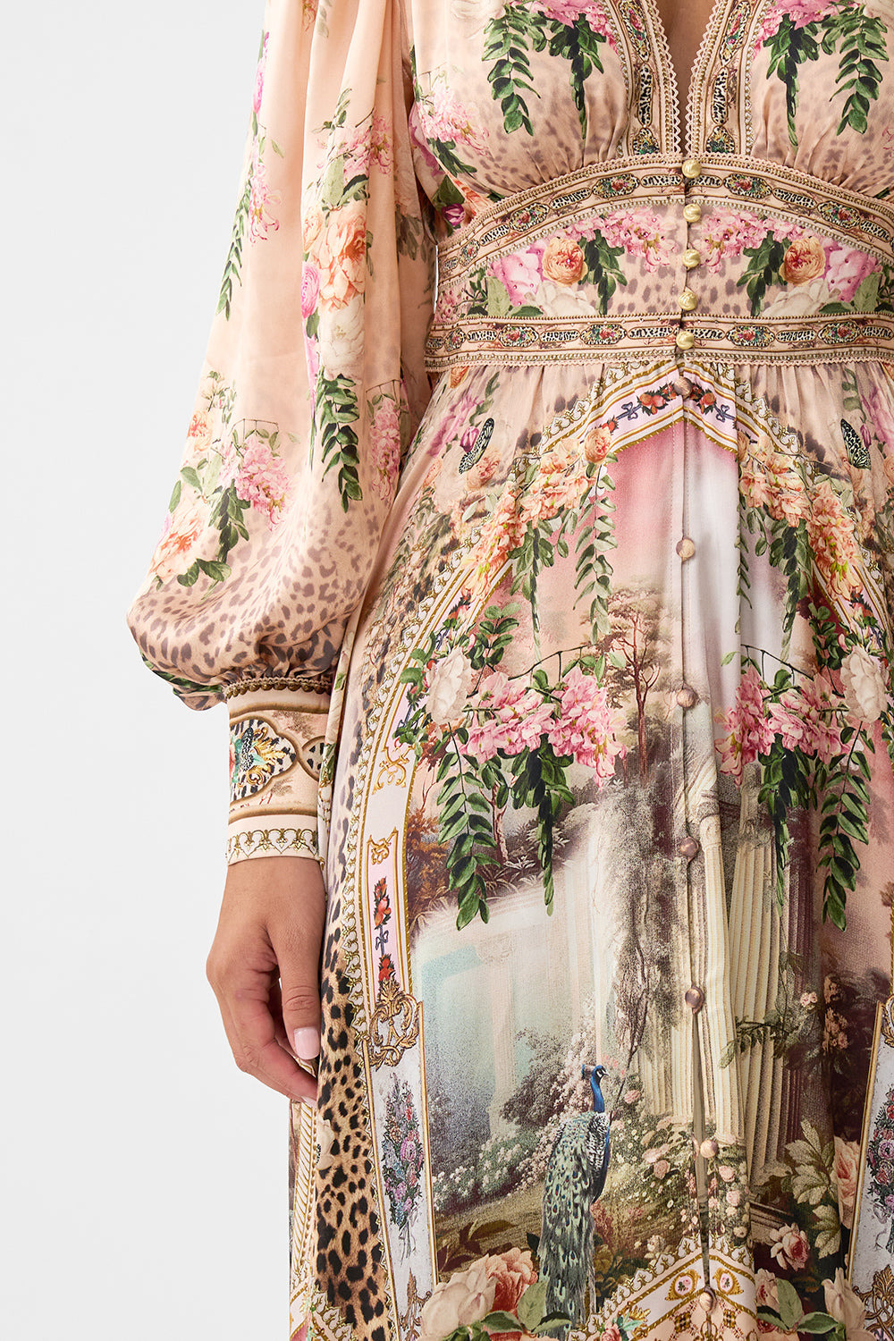 SHAPED WAISTBAND DRESS WITH GATHERED SLEEVES - 6