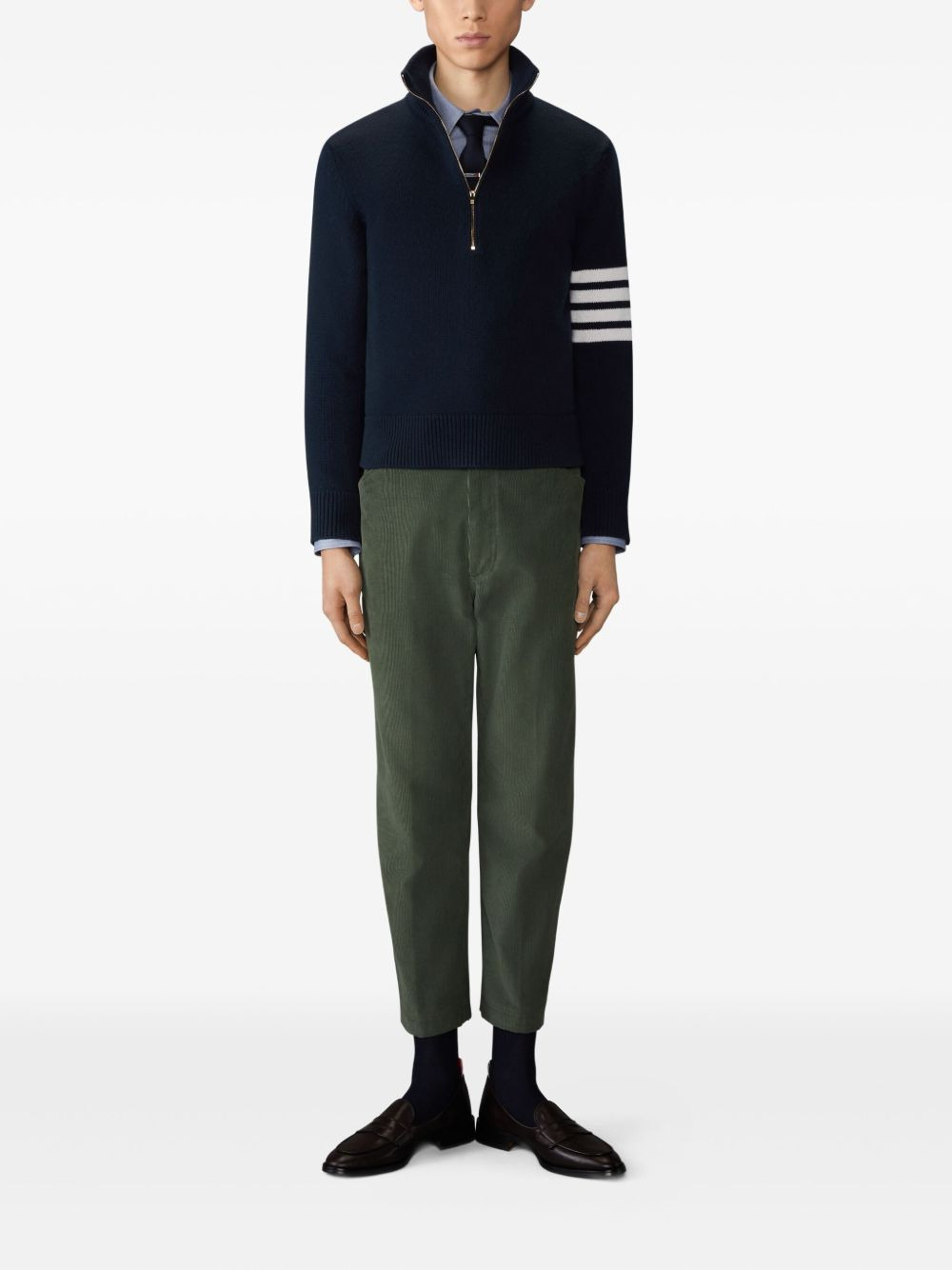 stripe-detail half-zip sweater - 2