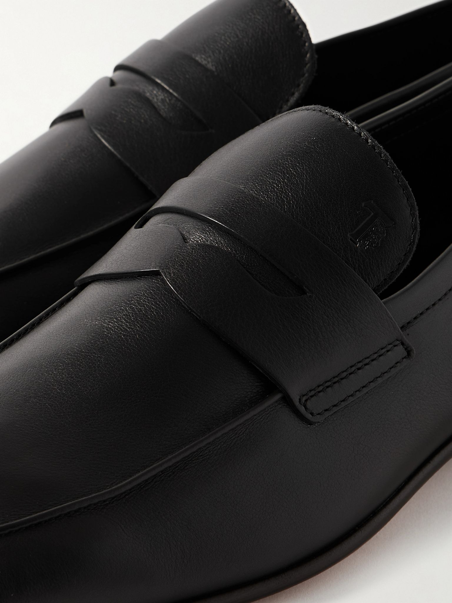 Leather Penny Loafers Black - 5