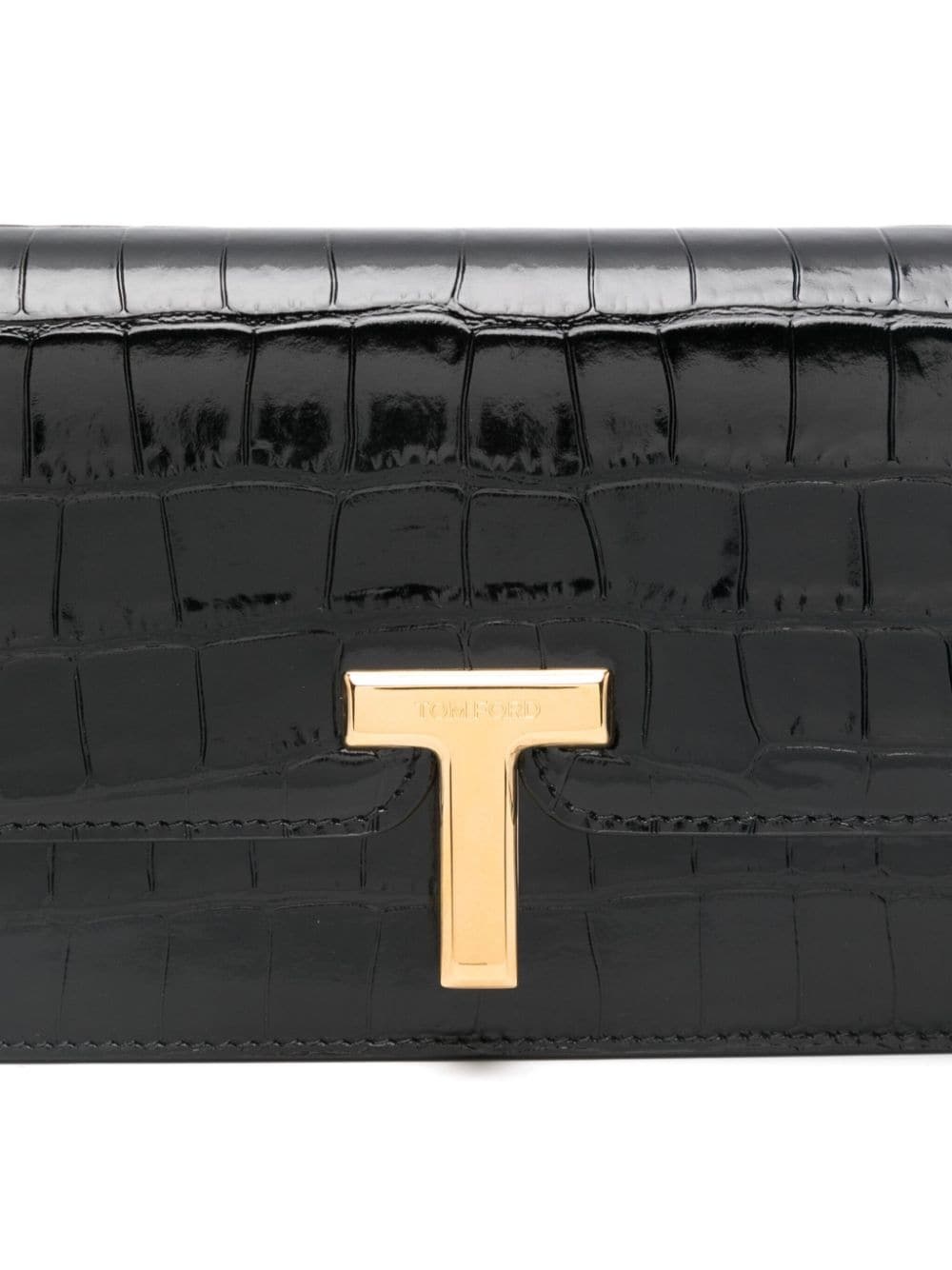 embossed crocodile-effect clutch bag - 4