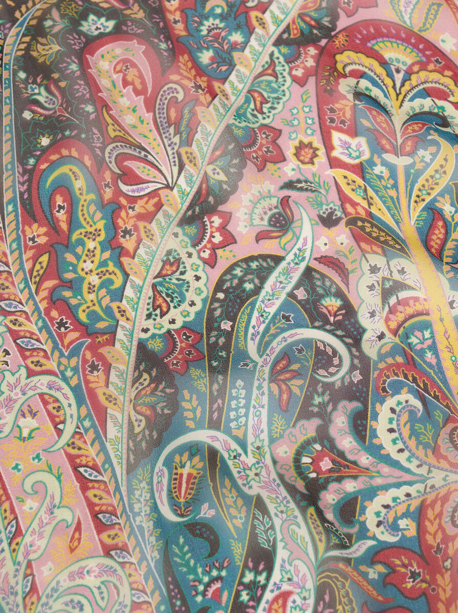 SILK SCARF WITH FLORAL LEAFY MOTIF - 3