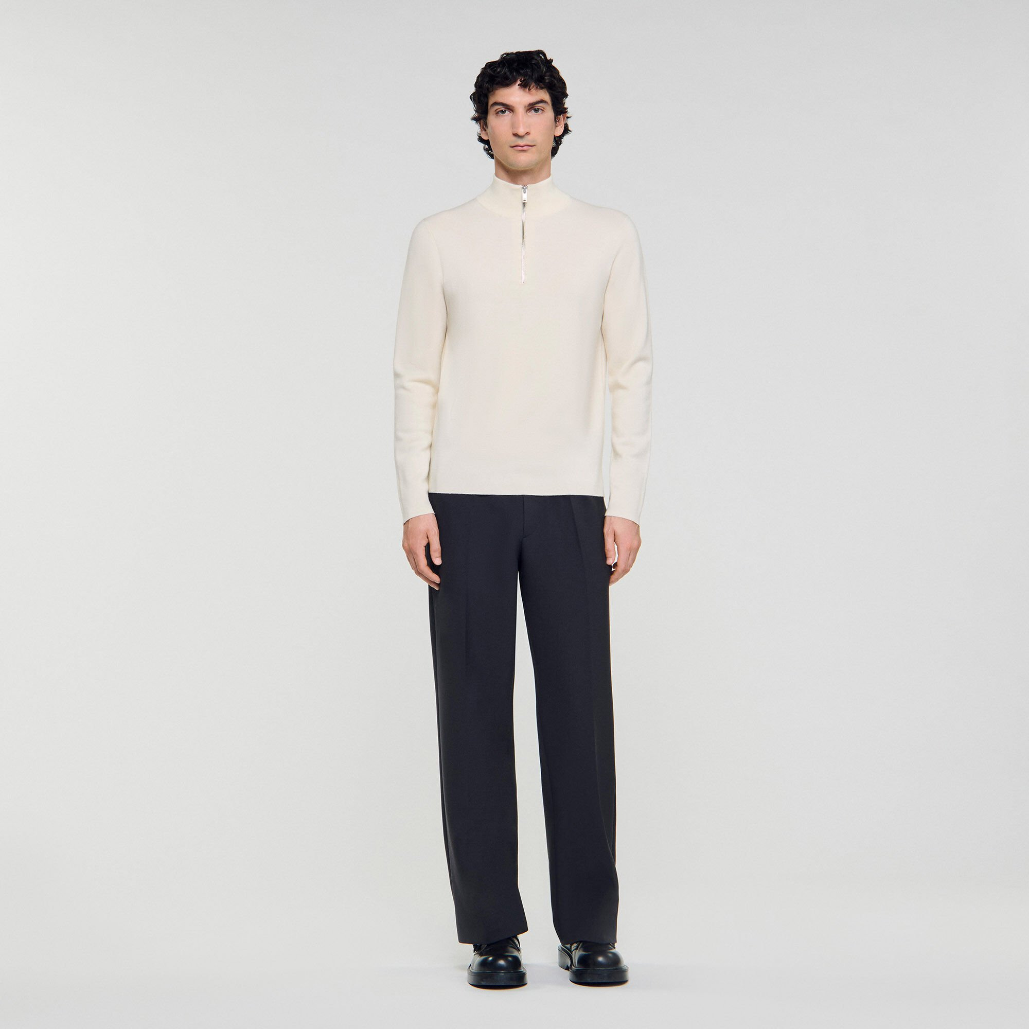 WOOL SWEATER WITH ZIPPED COLLAR - 2
