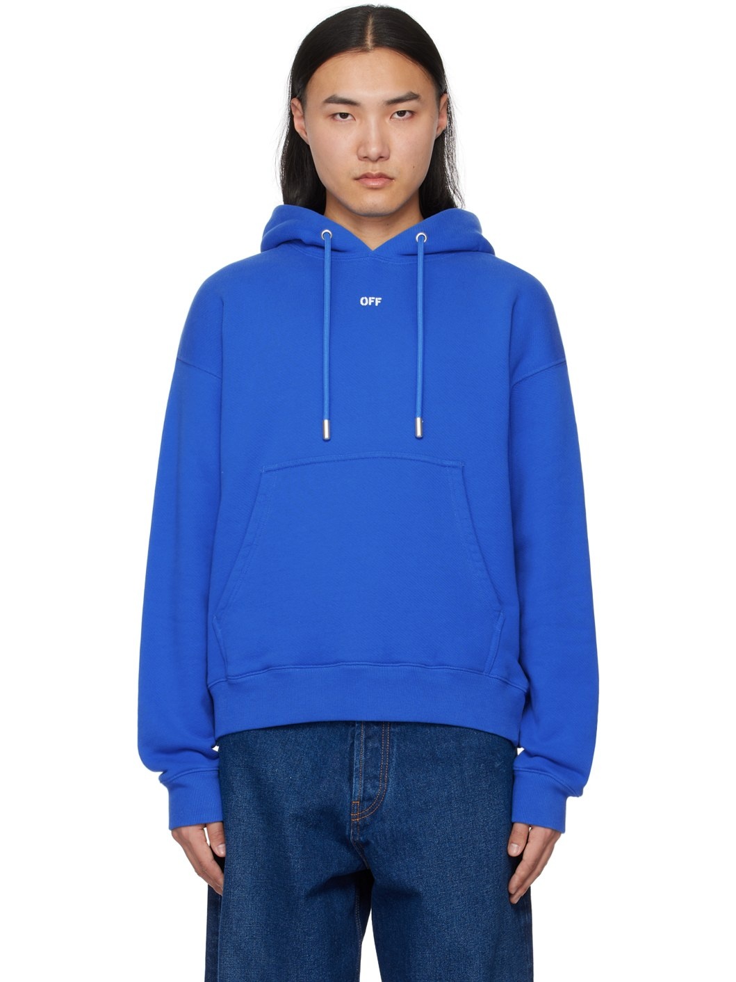 Off White Blue Printed Hoodie REVERSIBLE