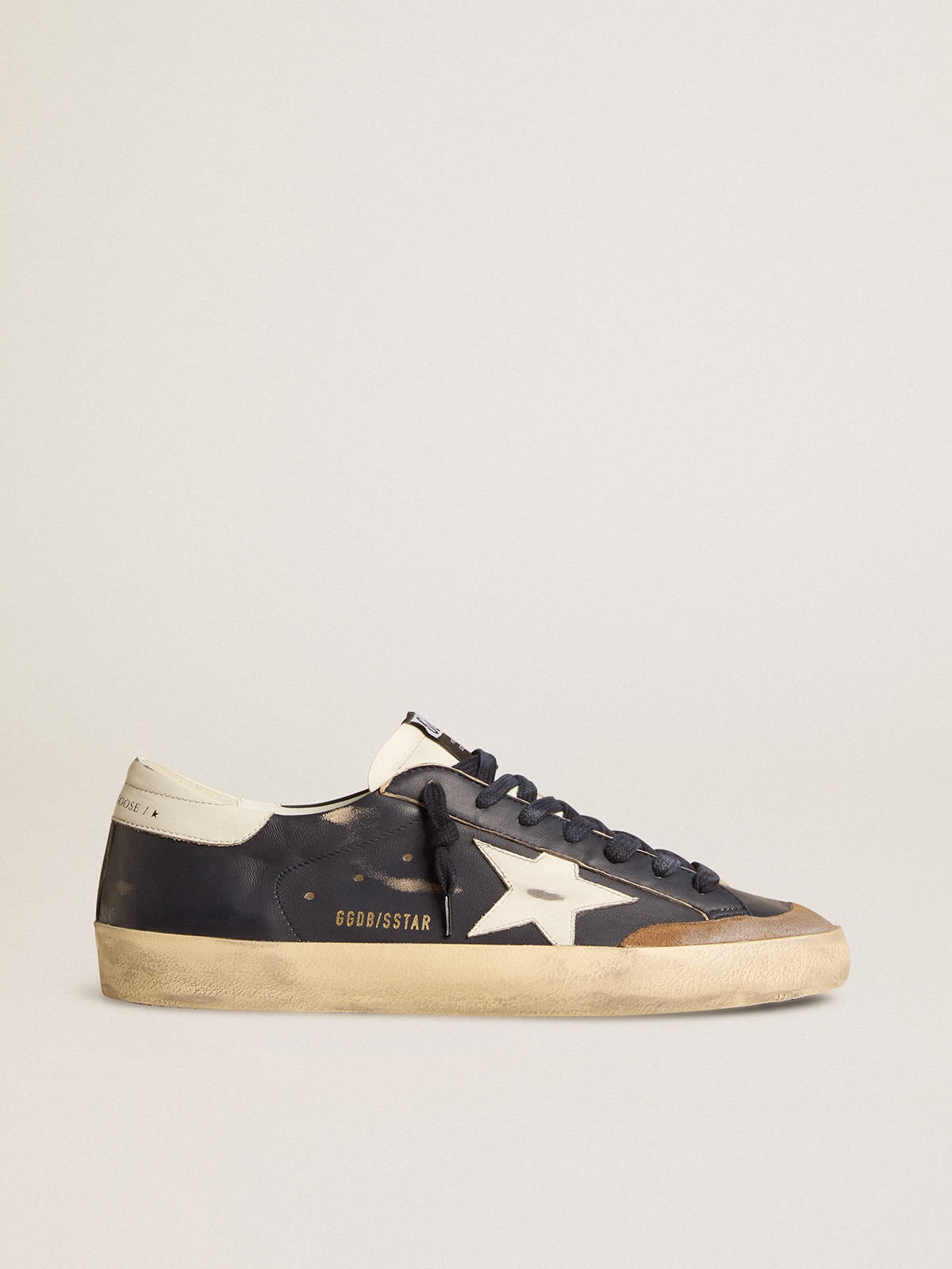 Super-Star in blue nappa leather with white leather star and heel tab - 1