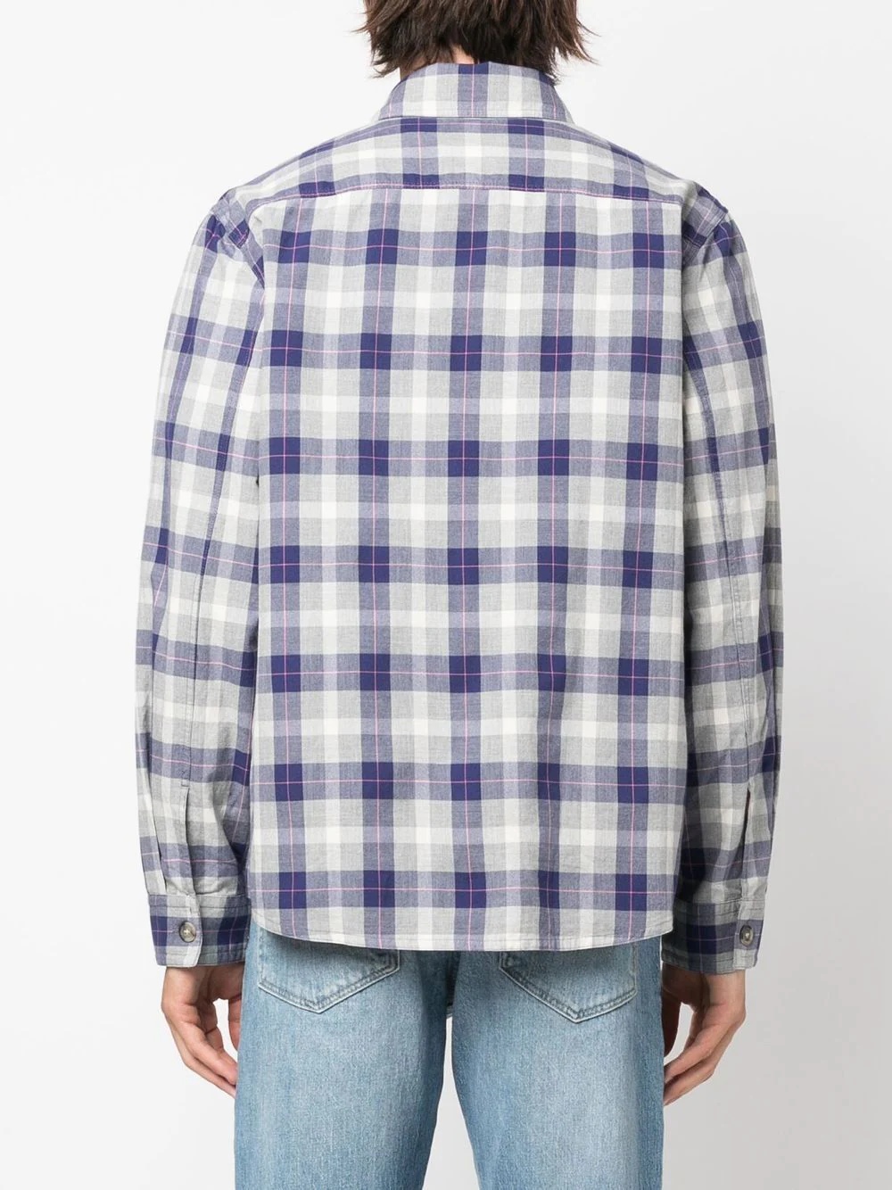 check-print long-sleeve shirt - 4