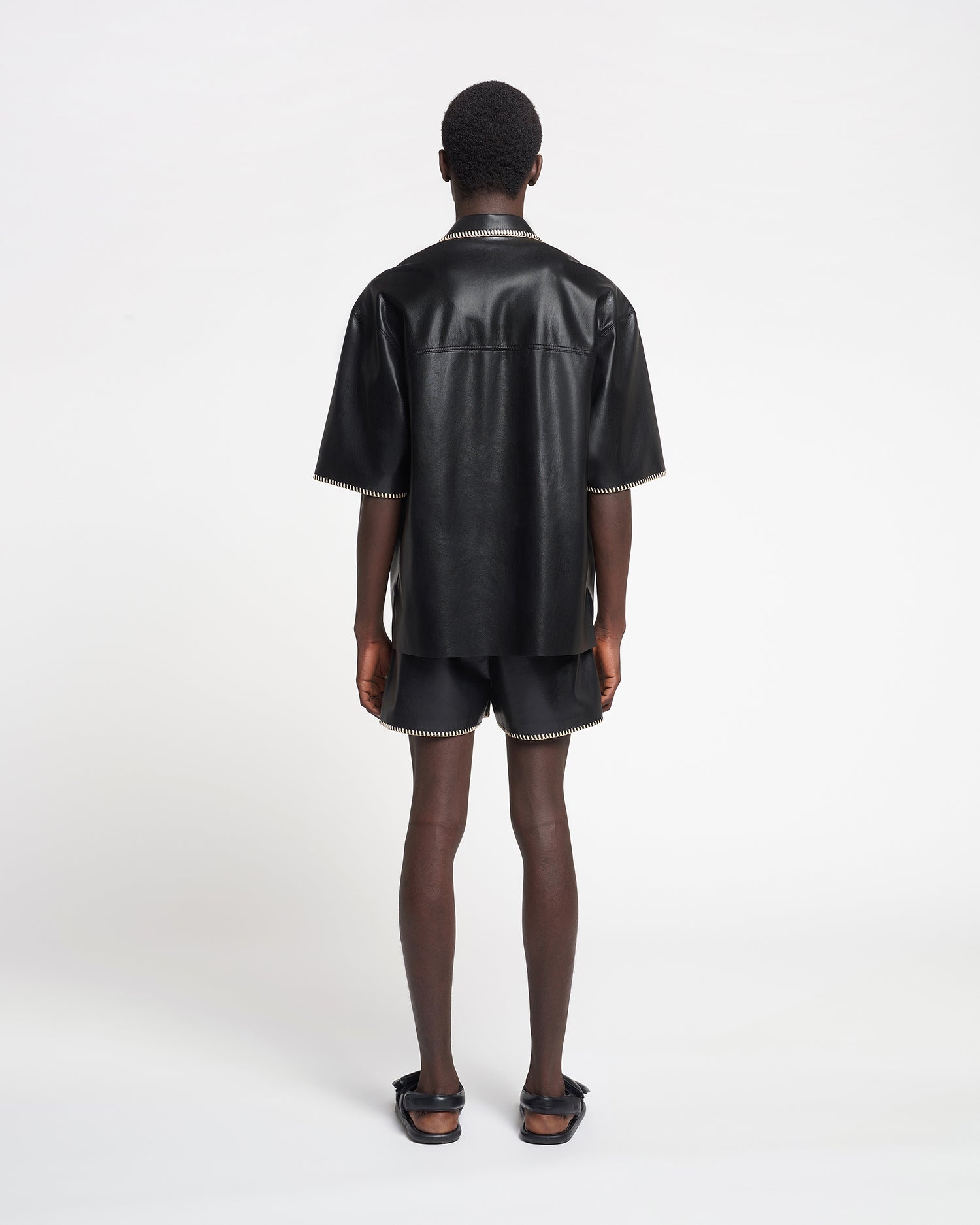 Raffia-Trimmed Okobor™ Alt-Leather Shorts - 5