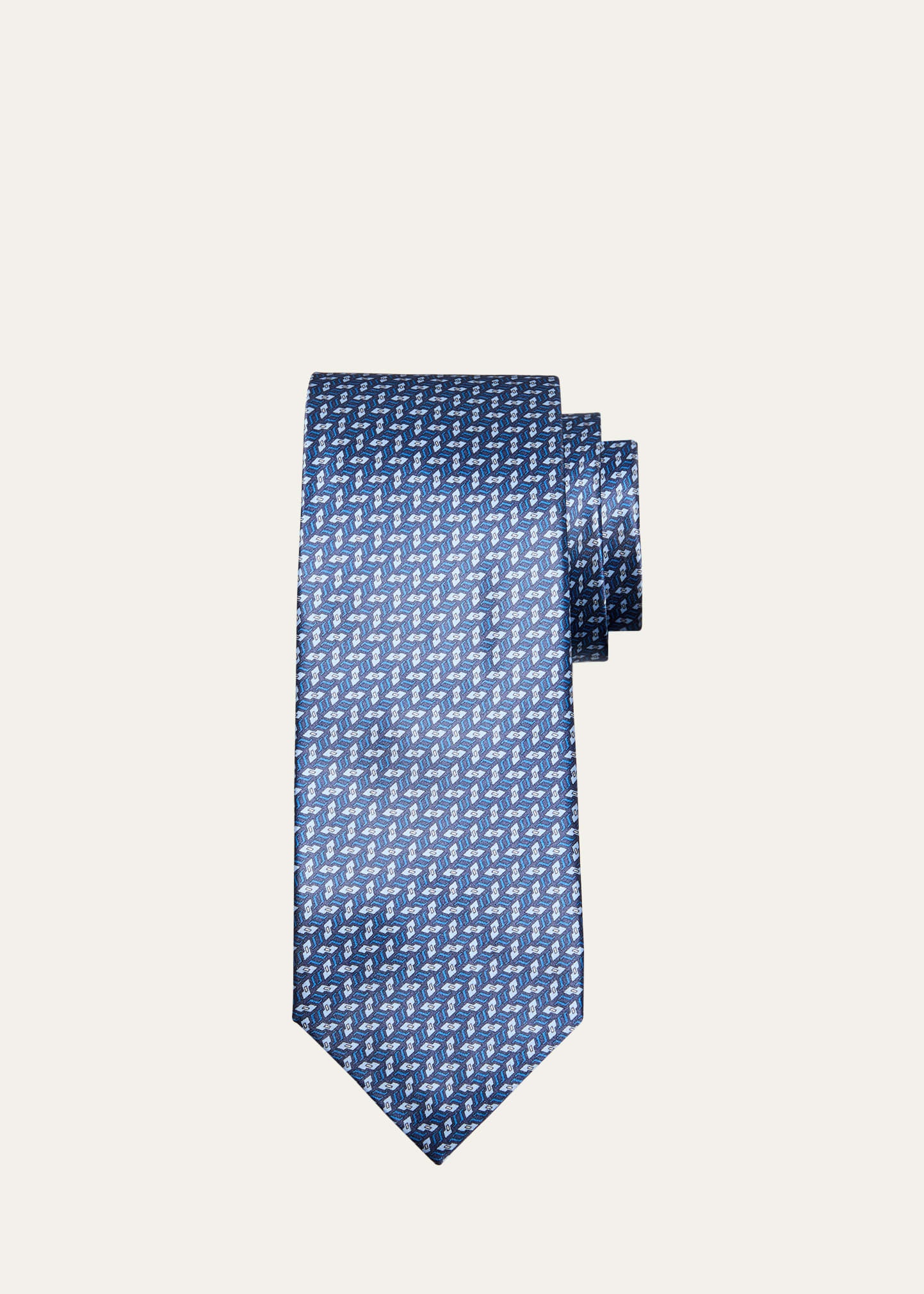 Men's Silk Geometric-Print Tie - 1