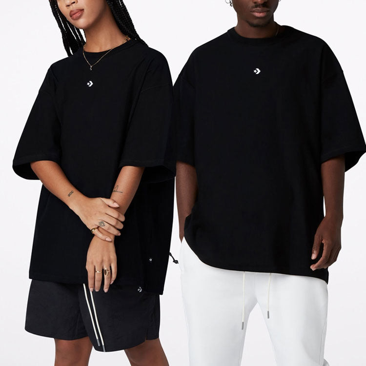 Converse Solid Color Loose Round Neck Short Sleeve Couple Style Black 10020975-A02 - 4