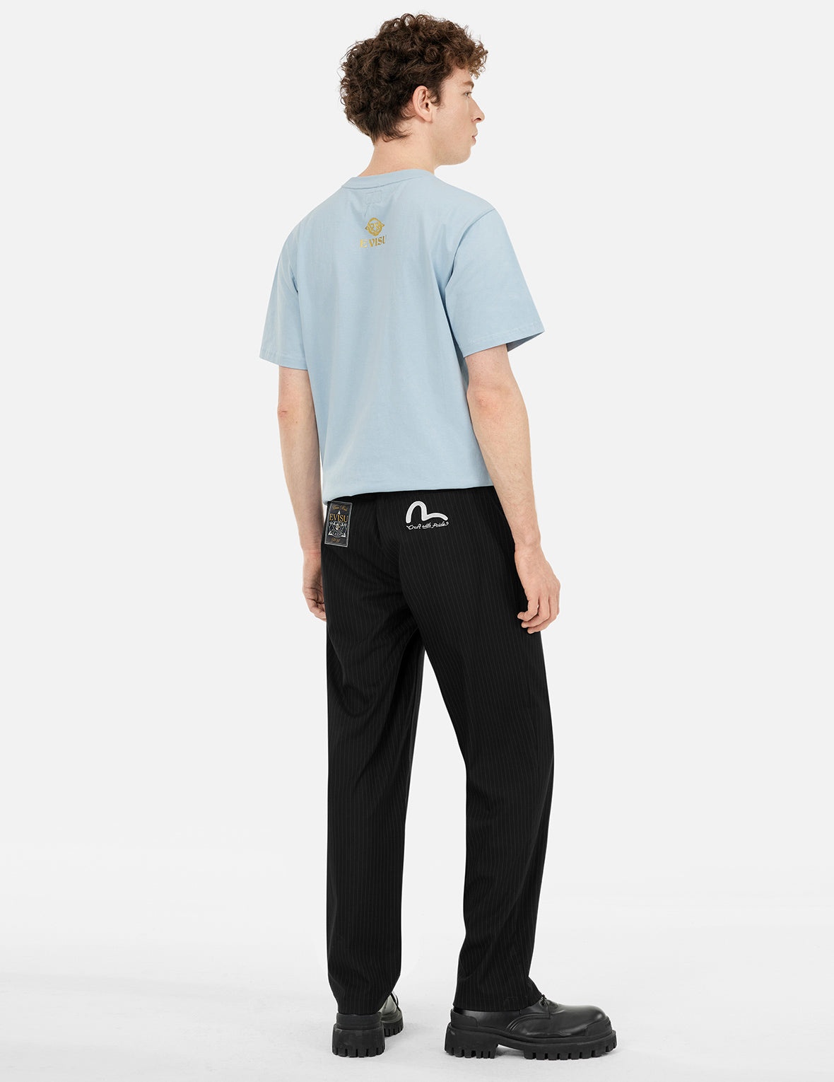 Seagull Embroidery Striped Taper Fit Woven Pants - 4