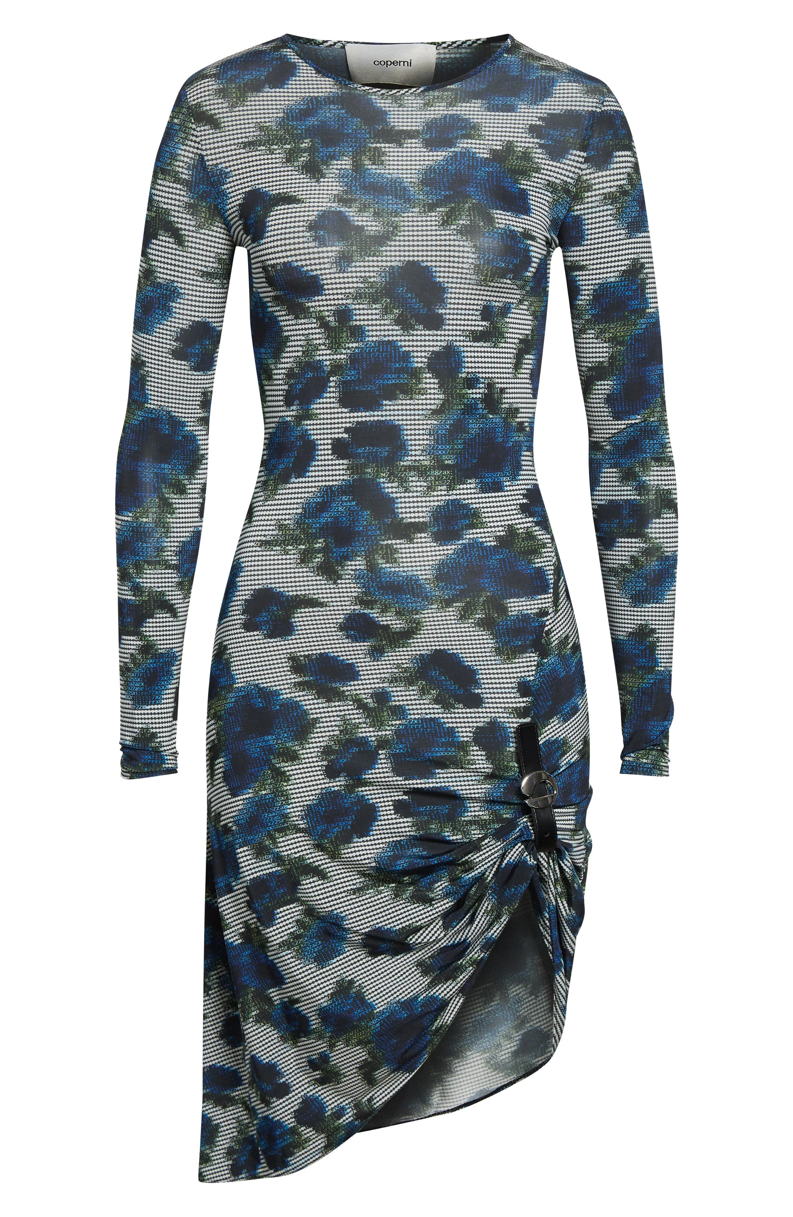 Coperni Suspended Ascii Floral Long Sleeve Jersey Dress in Print-Blue at Nordstrom - 1