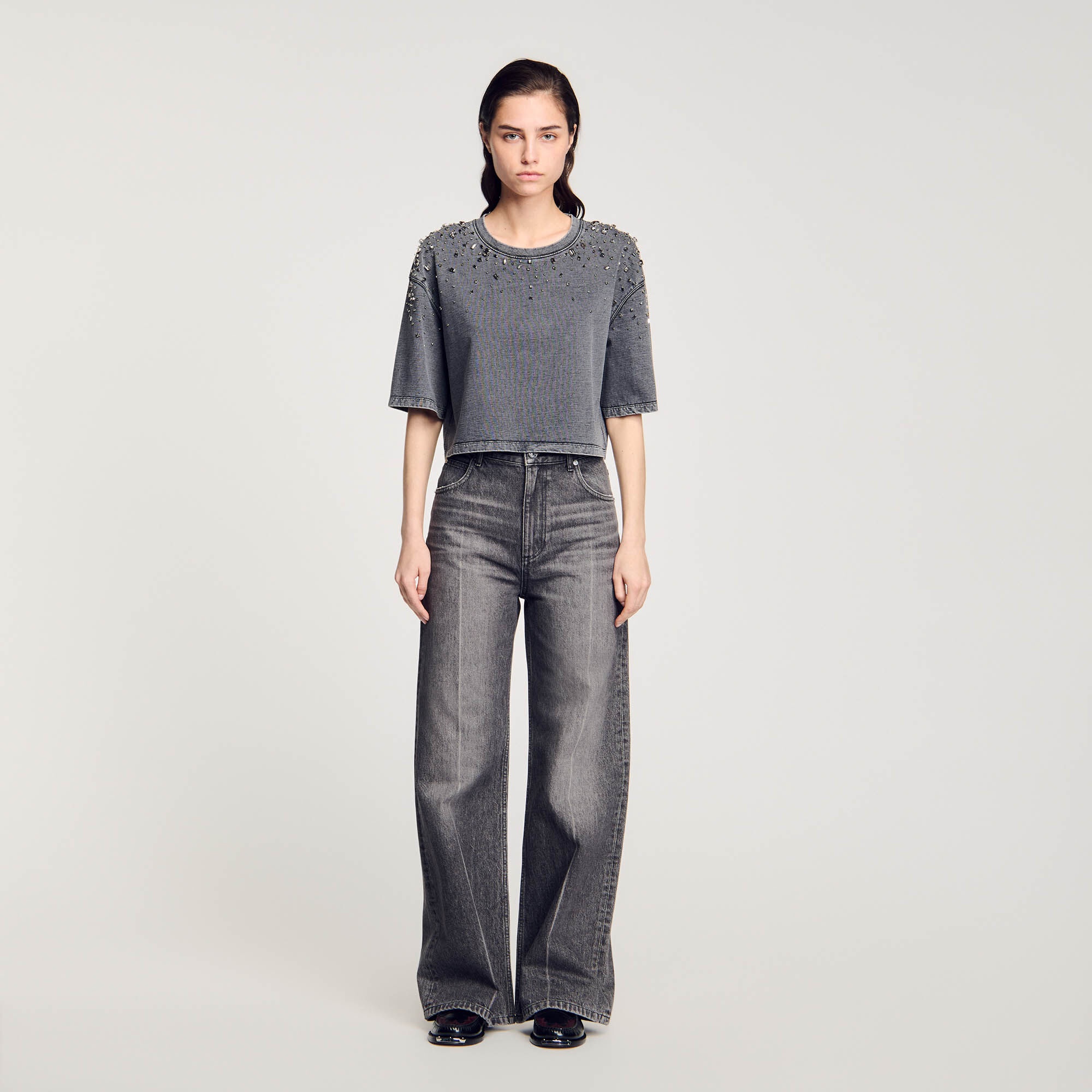 RHINESTONE CROPPED T-SHIRT - 3