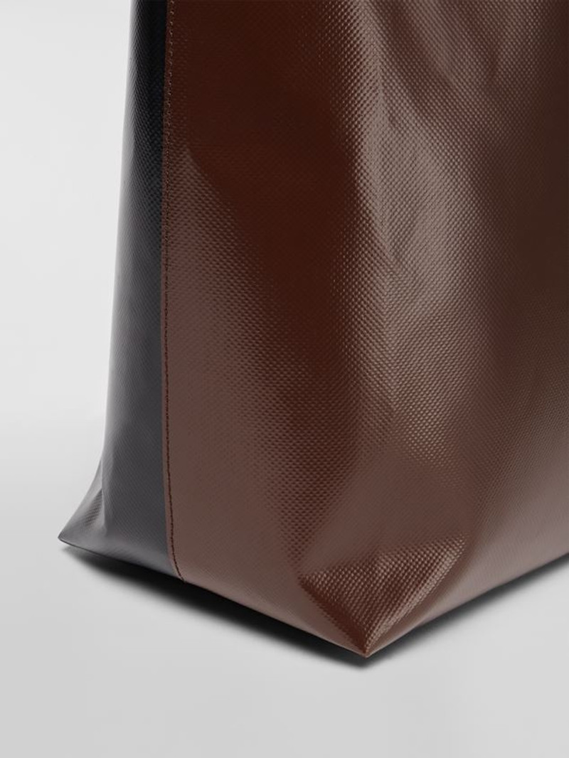 TRIBECA SHOPPING BAG IN BROWN AND BLACK PVC 4