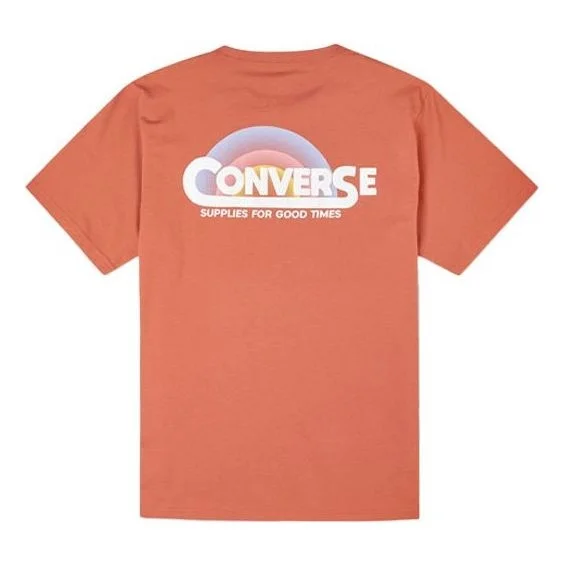 Men's Converse Rainbow Logo Printing Knit Sports Short Sleeve Red 10021516-A03 - 1