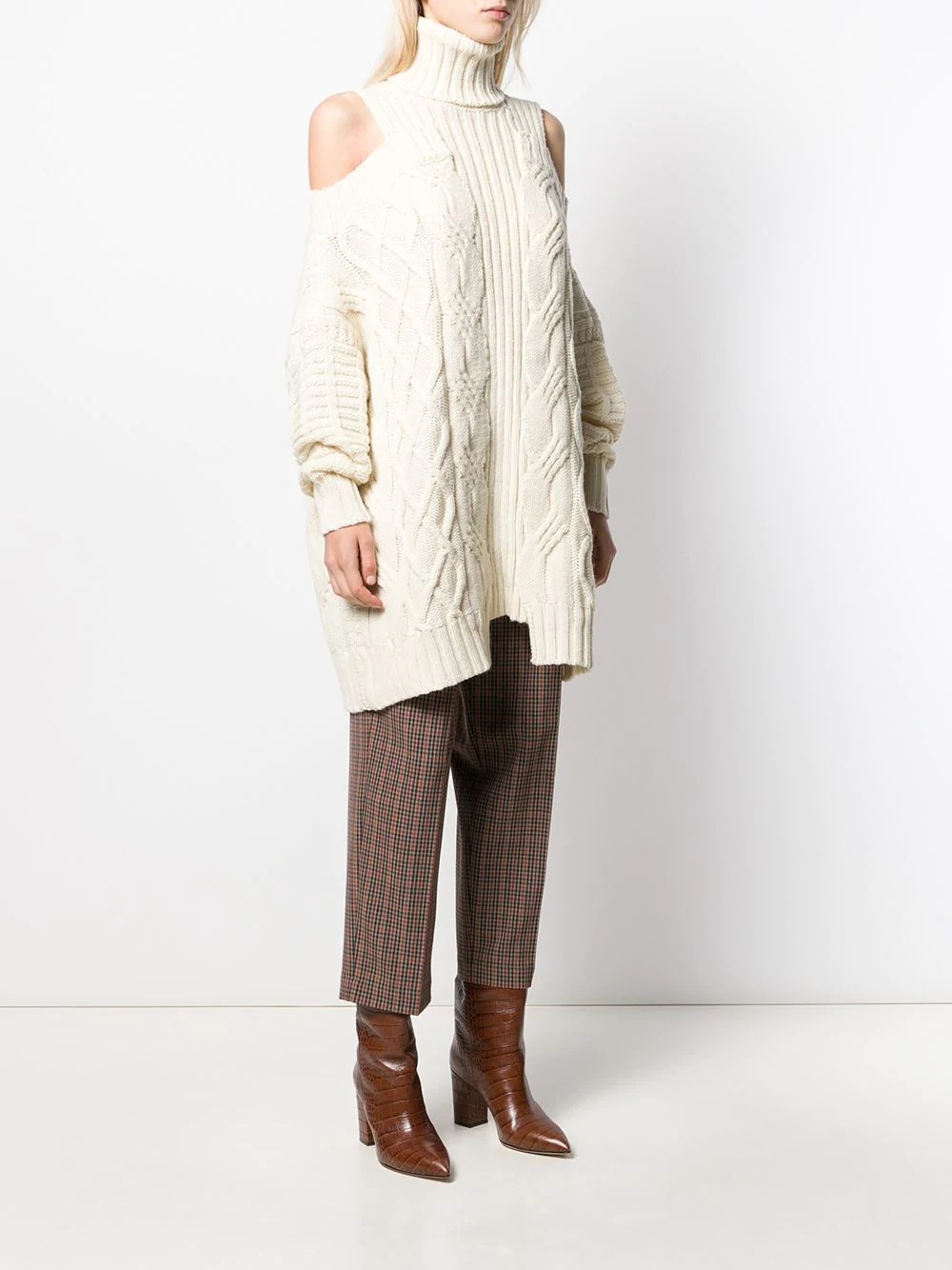 cold-shoulder fisherman knit sweater - 3