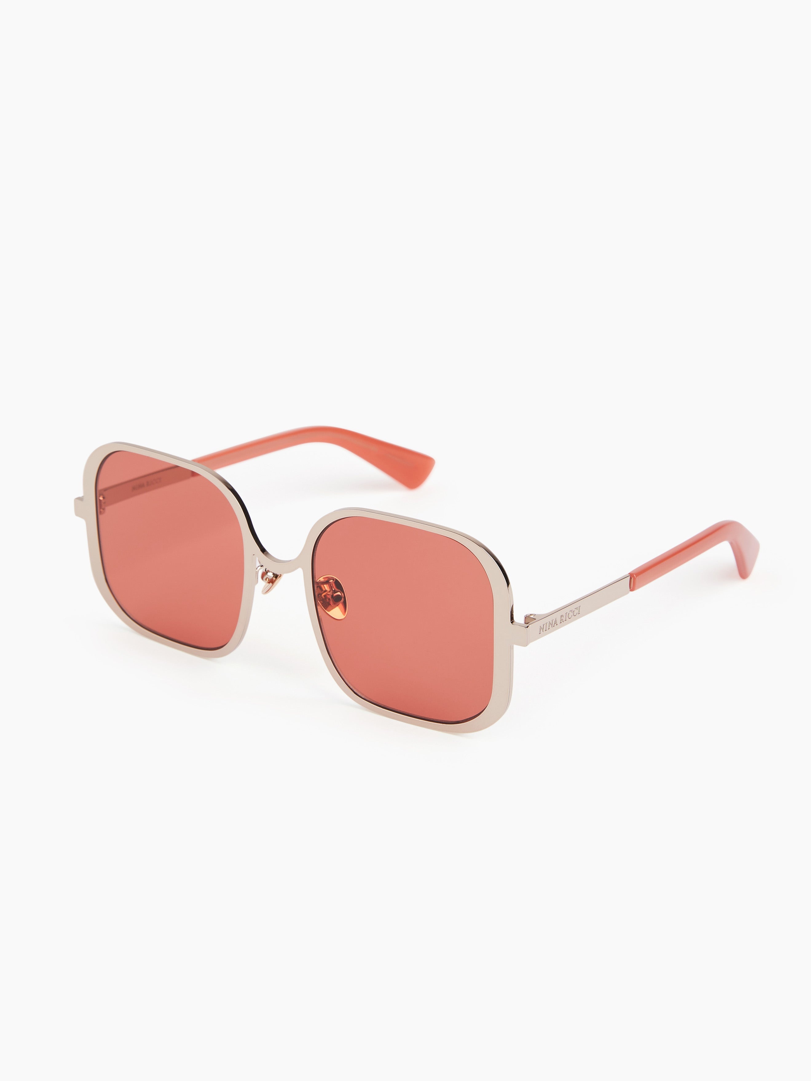 Upside-down square shiny light gold Sunglasses - 4