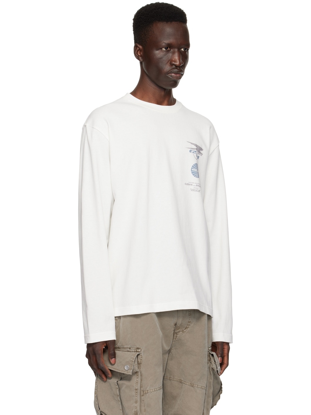 White Printed Long Sleeve T-Shirt - 2