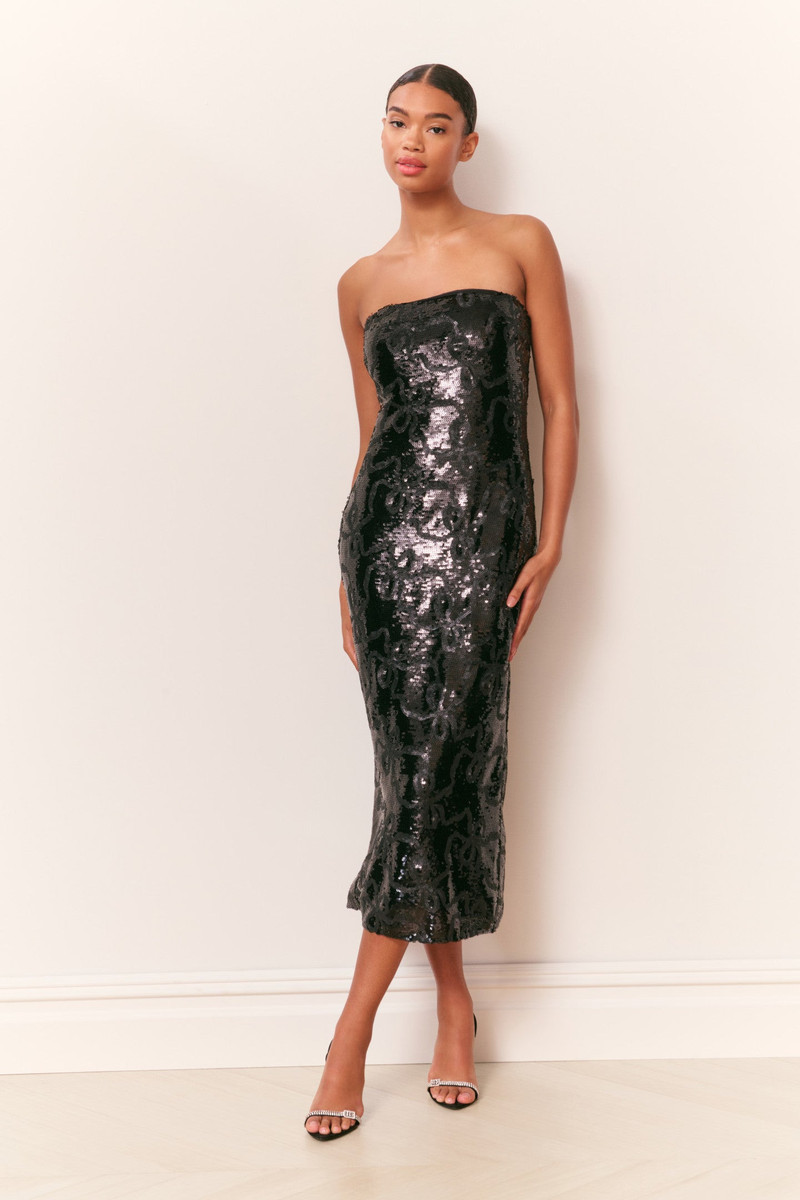 Stasia Sequin Winding Bow Midi Dress 1