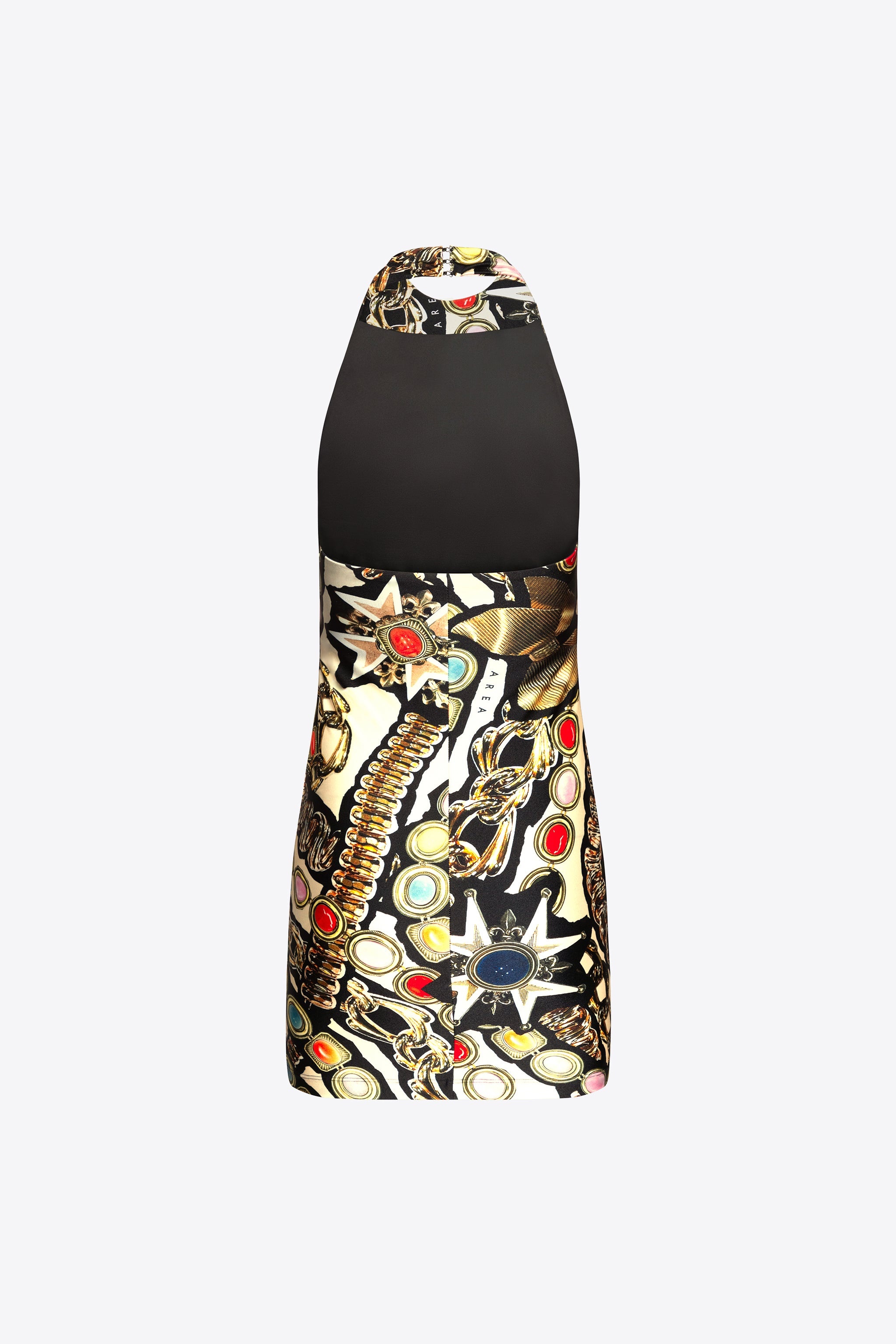 GEMSTONE CHAIN PRINTED HALTER MINI DRESS - 2