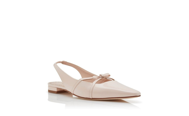 Light Pink Patent Leather Bow Detail Slingback Flat Pumps 3