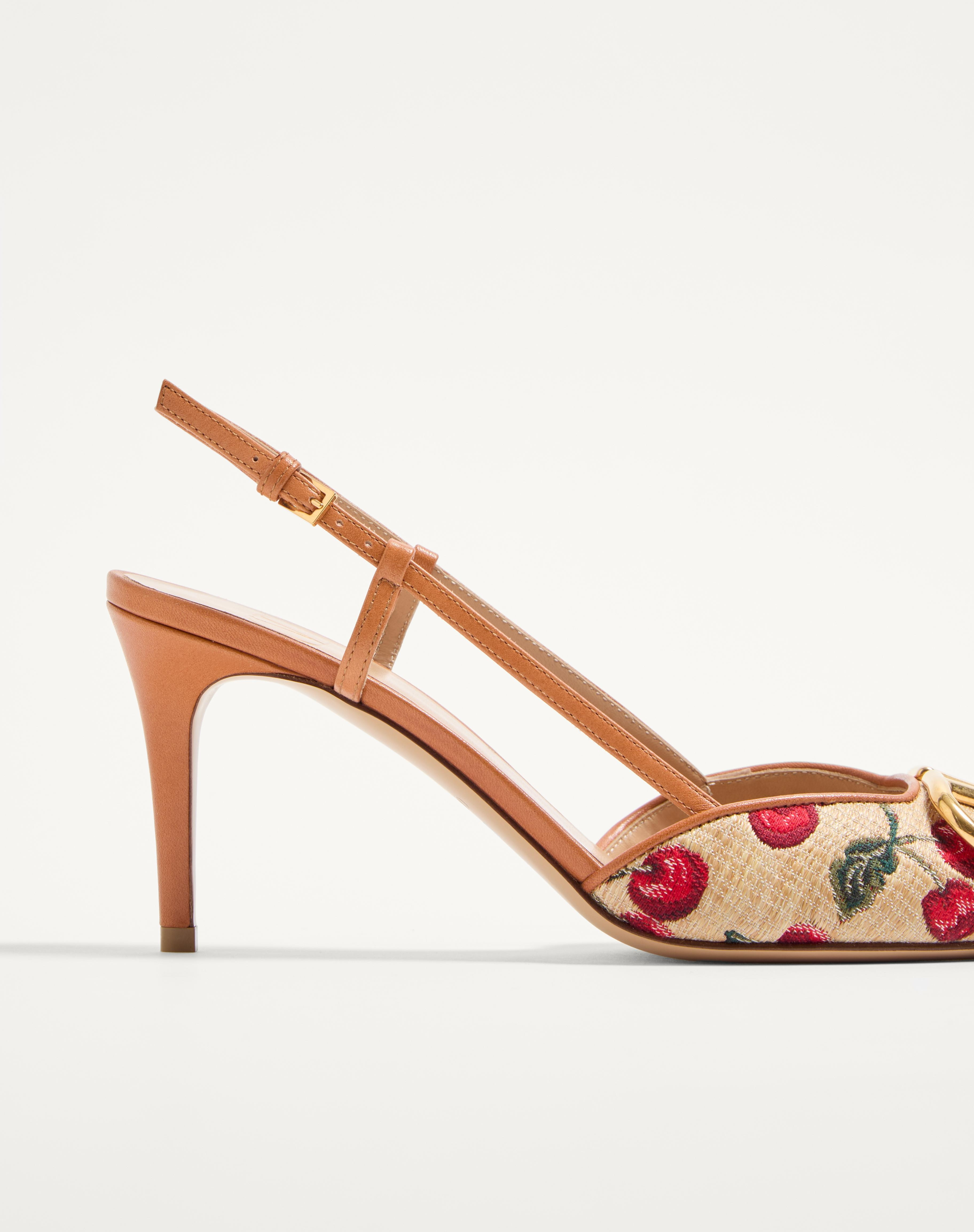 VLOGO SIGNATURE SLINGBACK PUMPS IN CHERRYFIC PATTERN 80MM - 6