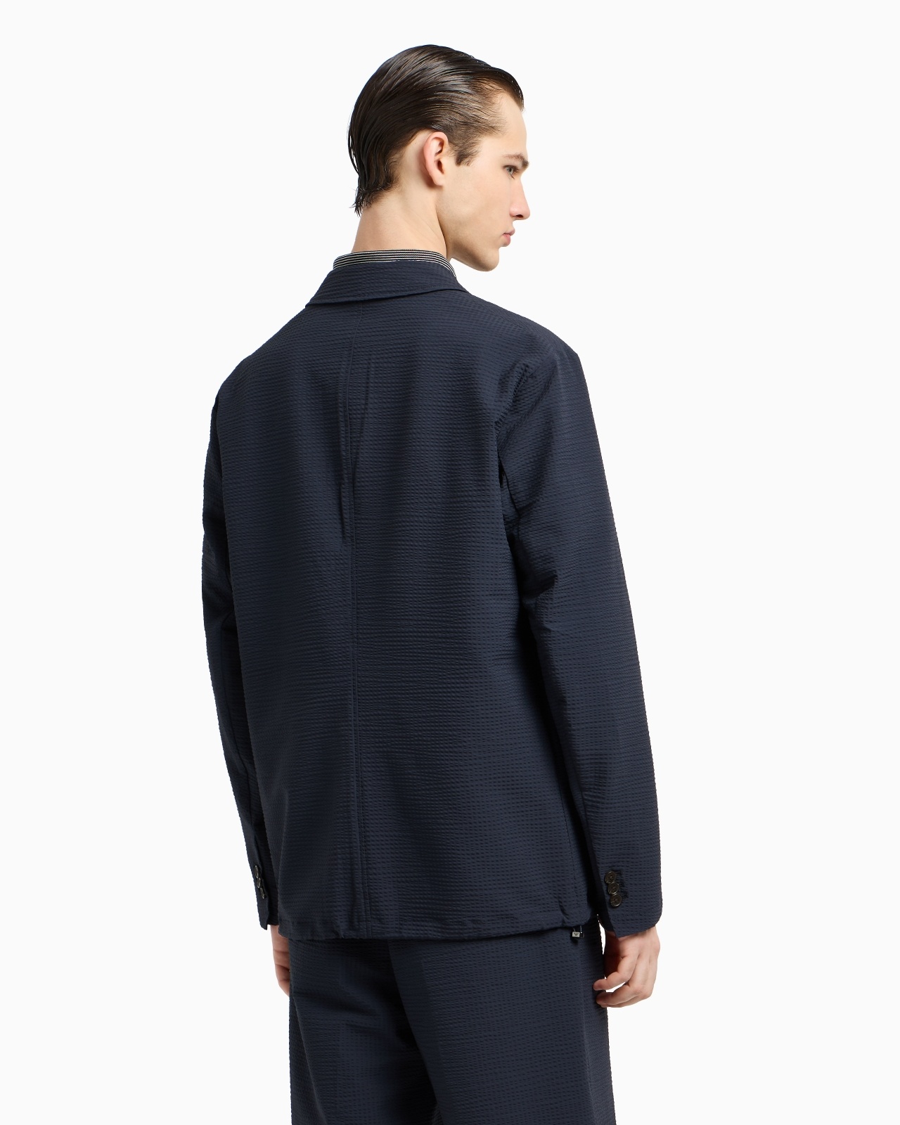 SINGLE-BREASTED NYLON SEERSUCKER BLAZER - 3