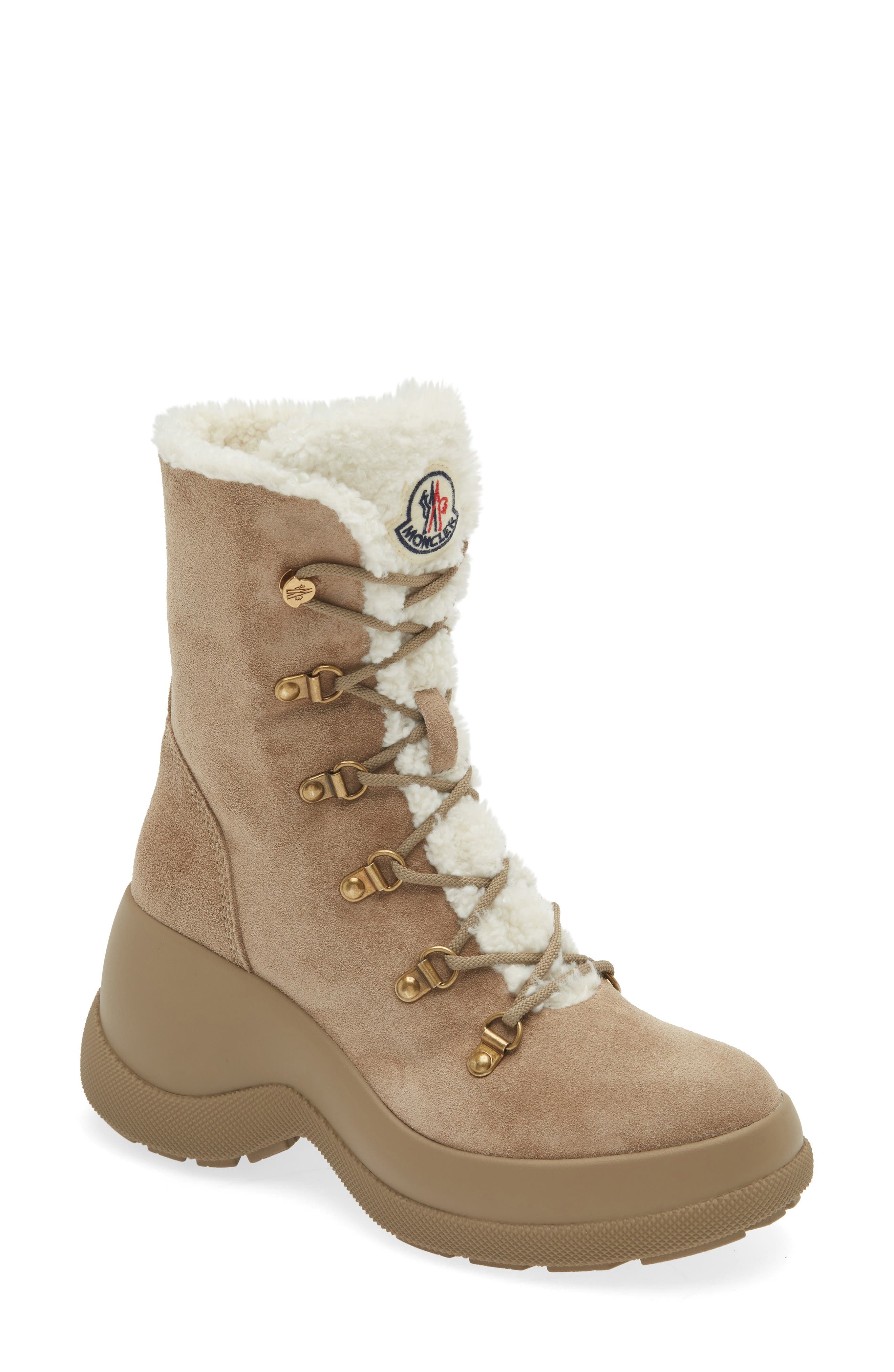 Moncler Resile Trek Faux Shearling Trim Bootie in Coriander at Nordstrom - 1