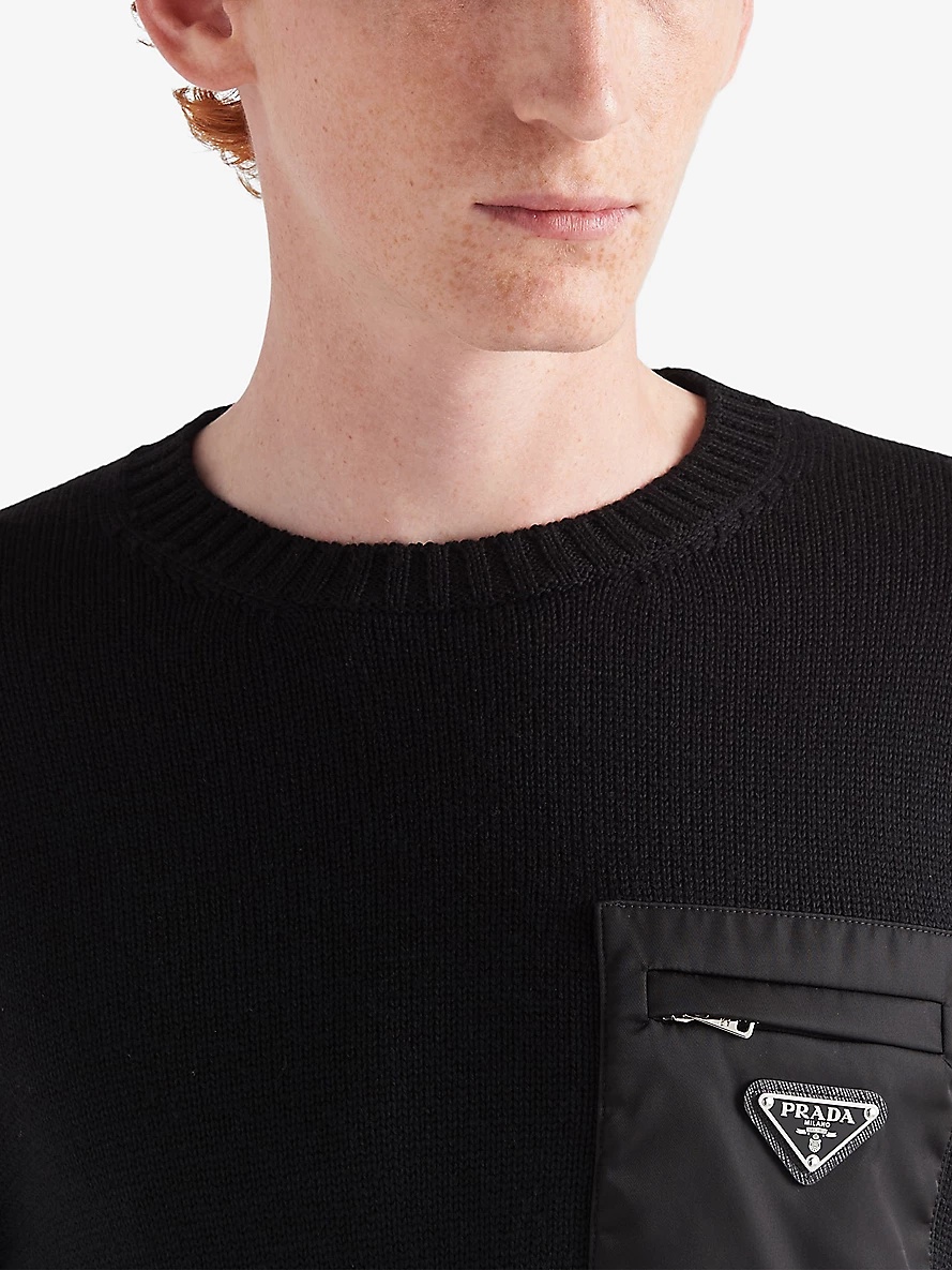 Brand-plaque patch-pocket wool jumper - 5