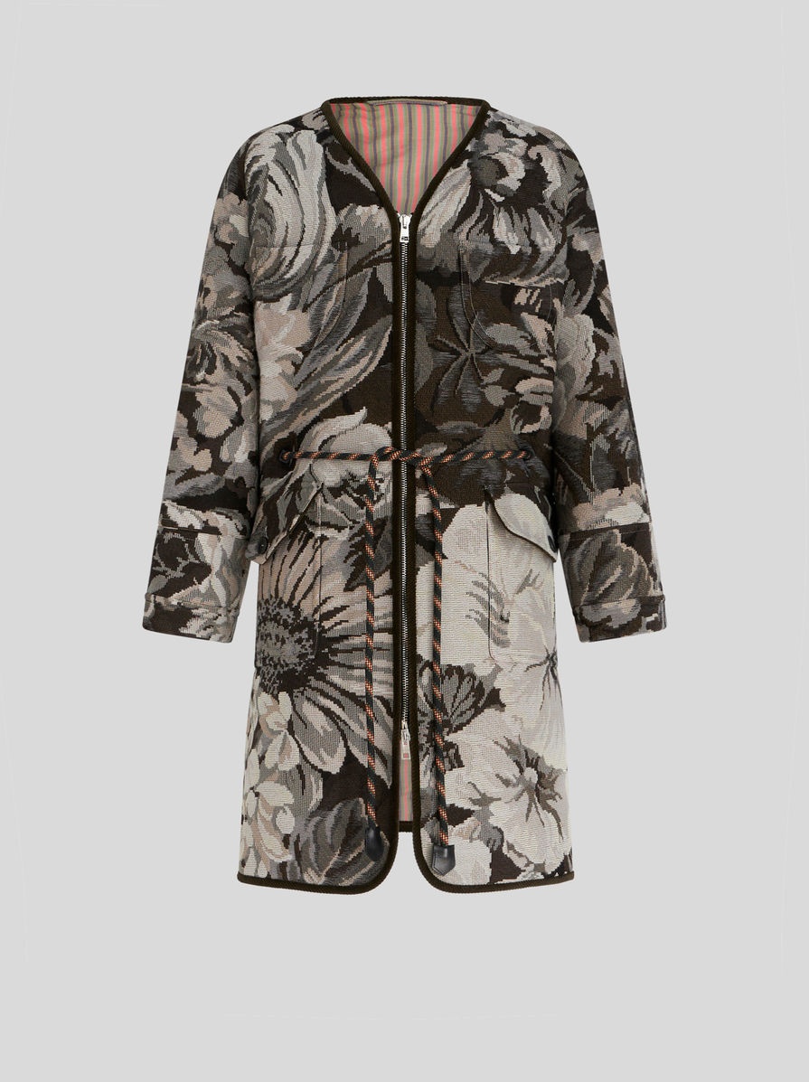 FLORAL PATTERN JACKET WITH DRAWSTRING - 1