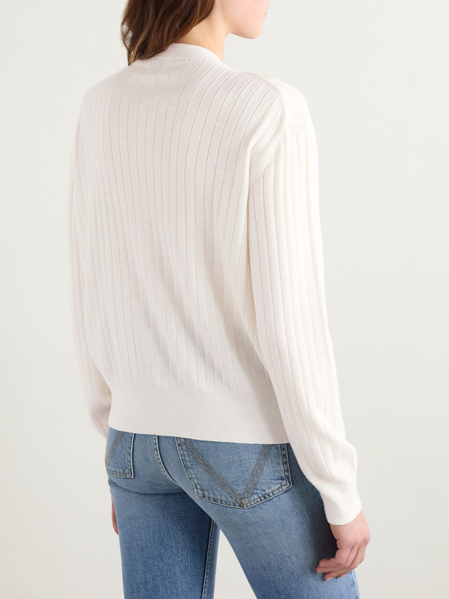 Ribbed wool cardigan Off-white - 3