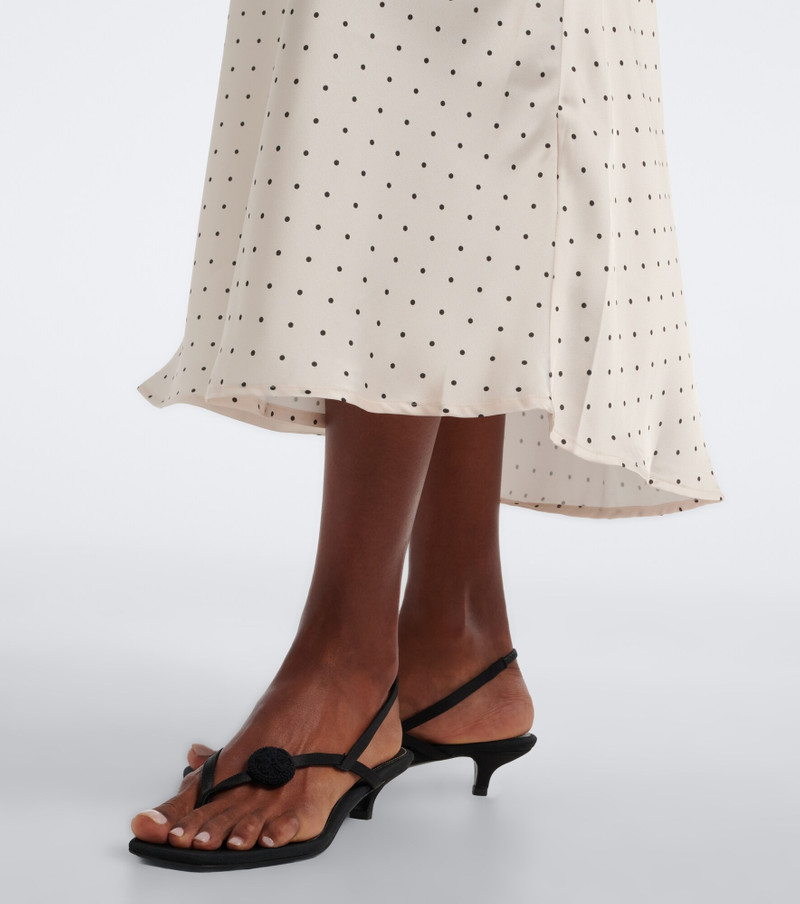 Mina lace-trimmed polka-dot satin midi dress 5