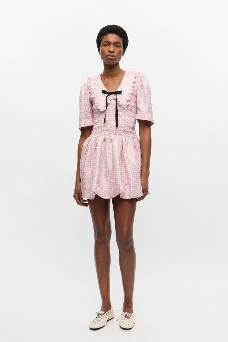 GANNI PINK CHECK DRESS outlook