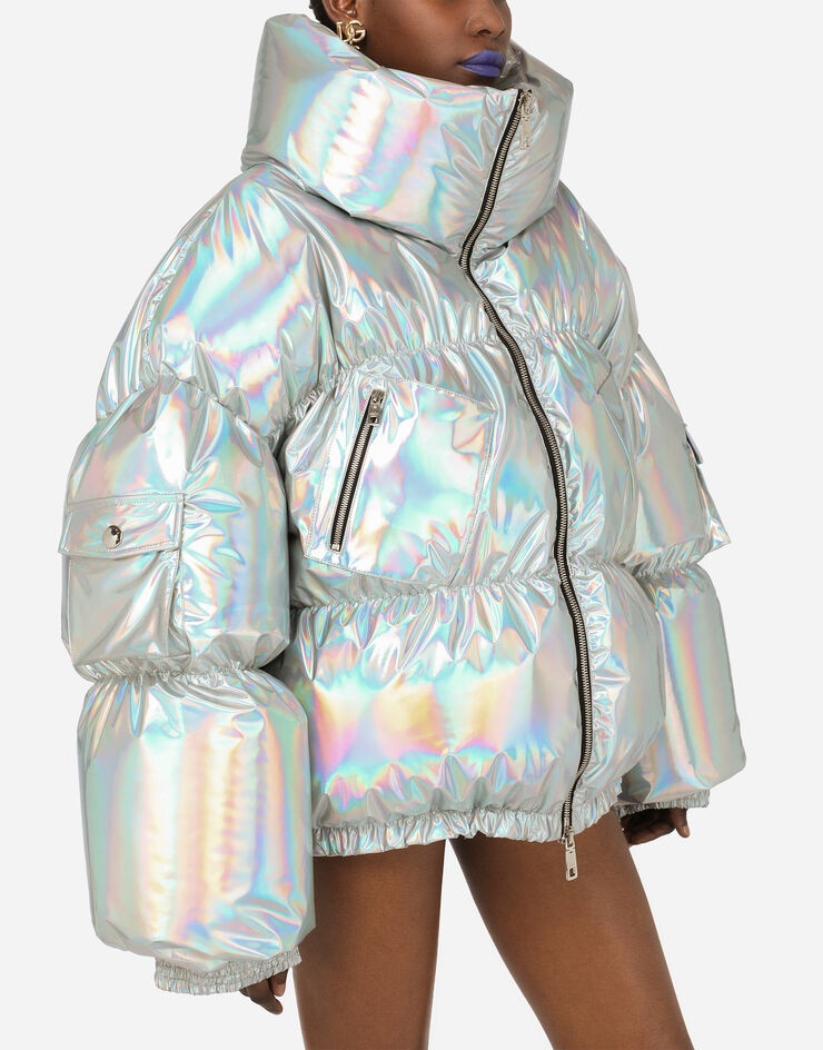 Holographic-effect technical nylon down jacket - 4