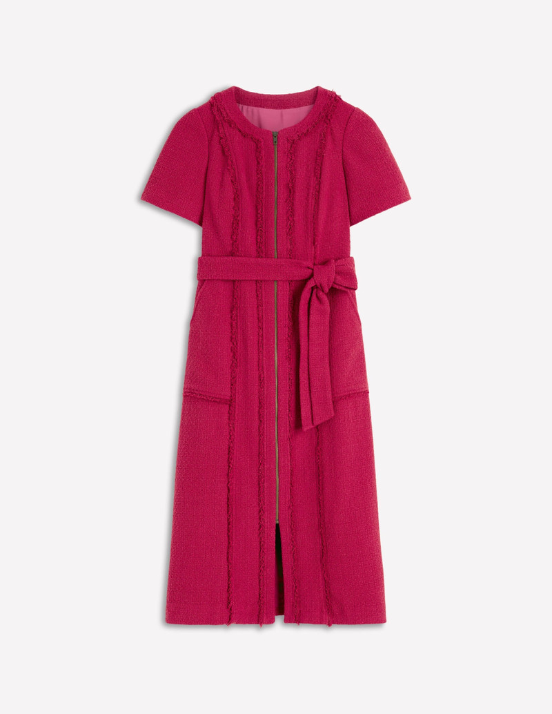 Ruth Zip Texture Dress-Berry 1