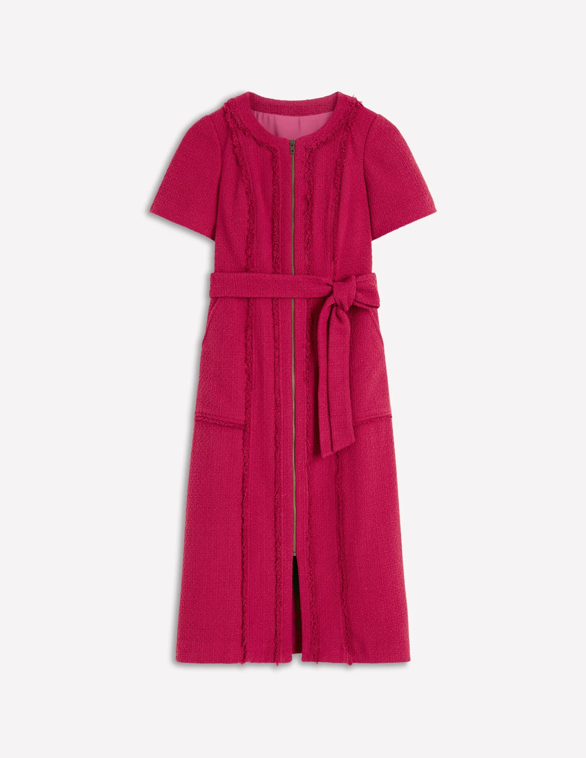 Ruth Zip Texture Dress-Berry - 1