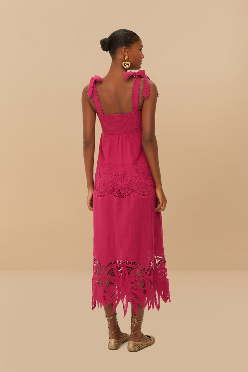 Pink Daisy Embroidered Sleeveless Midi Dress 4
