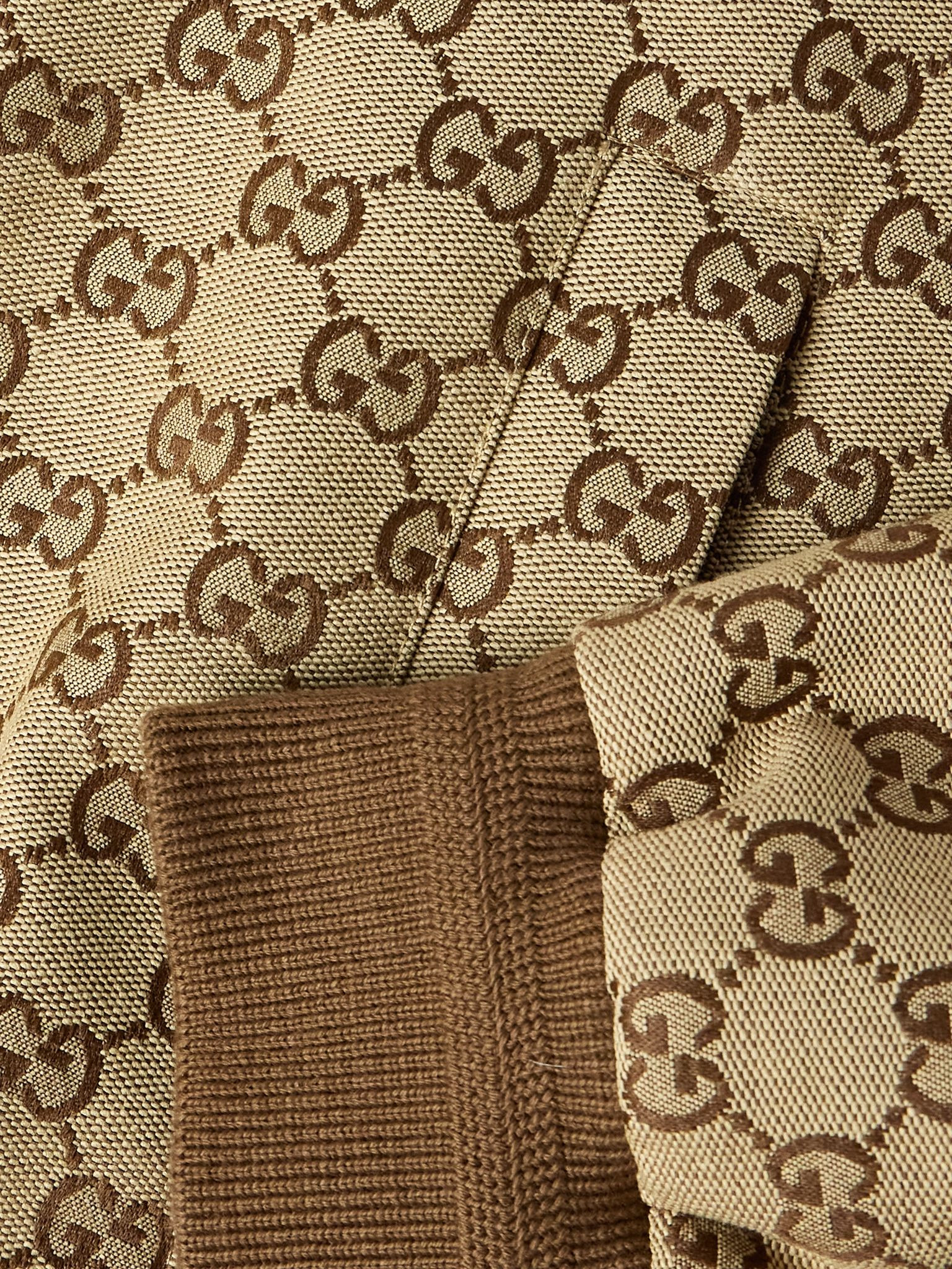 Monogrammed Cotton-Blend Canvas Bomber Jacket Brown - 5