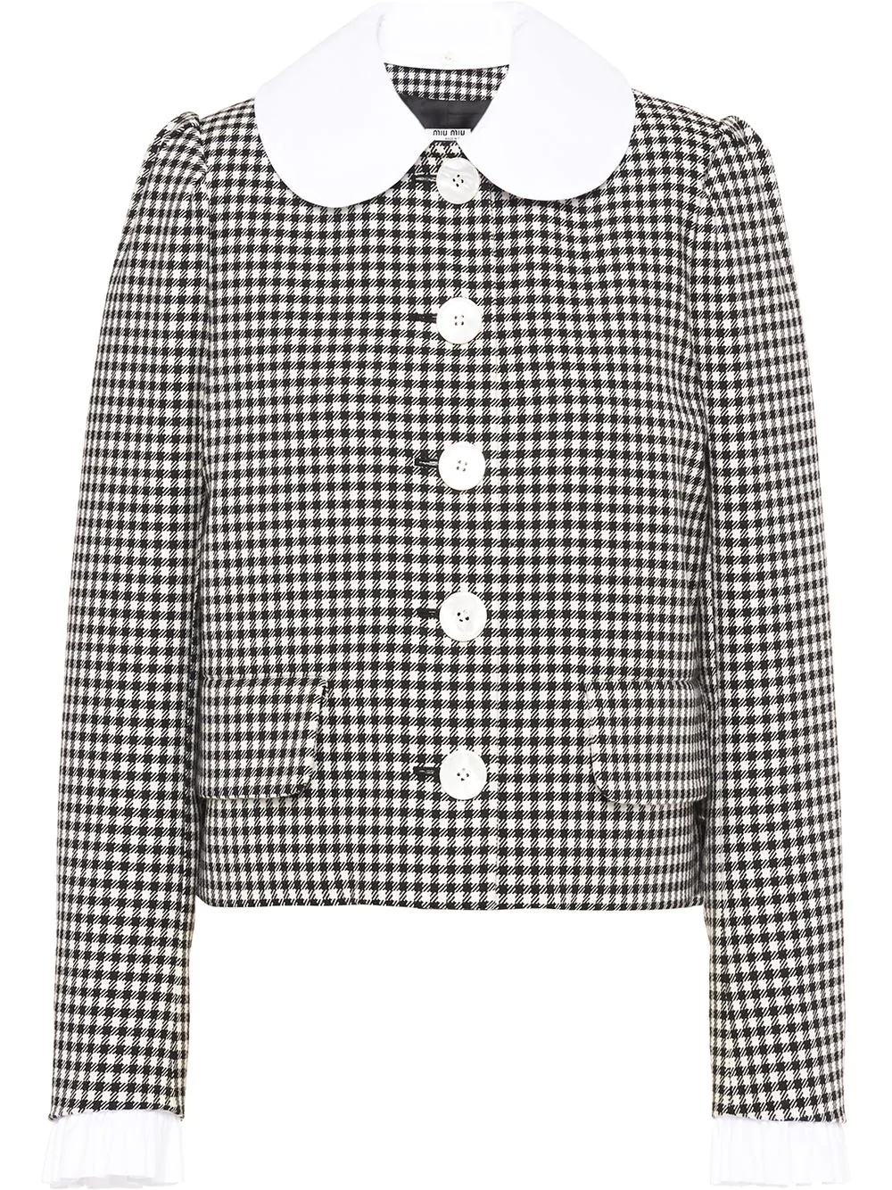 single-breasted gingham check jacket - 1