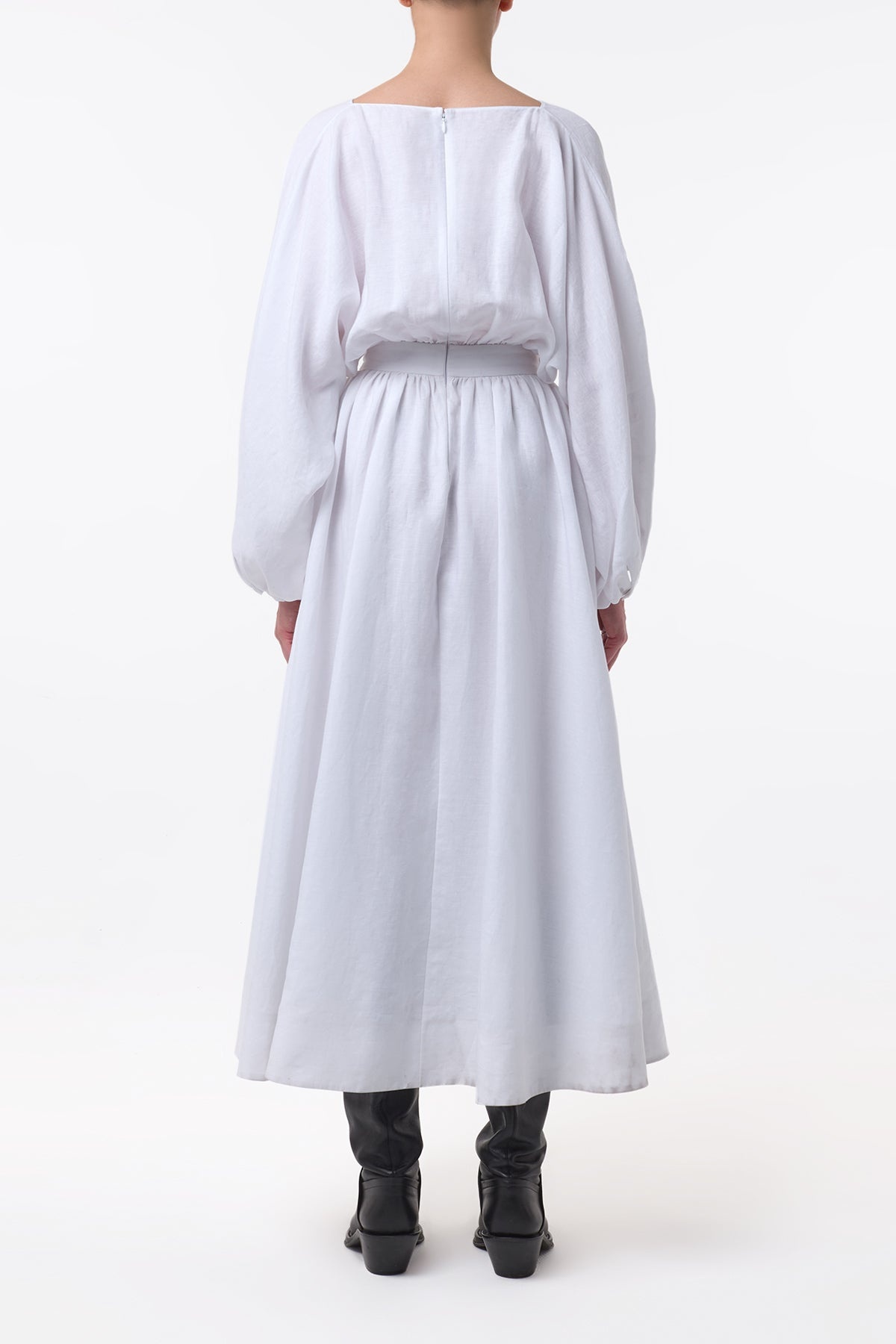 Ahmose Maxi Dress in White Aloe Linen - 5