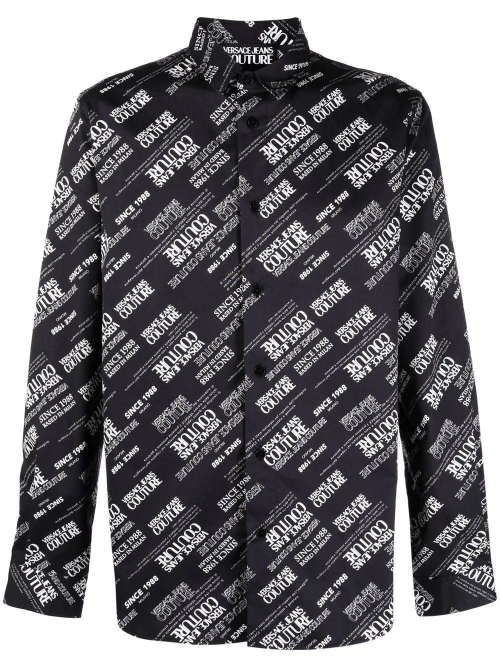 diagonal logo-print long-sleeve shirt - 1