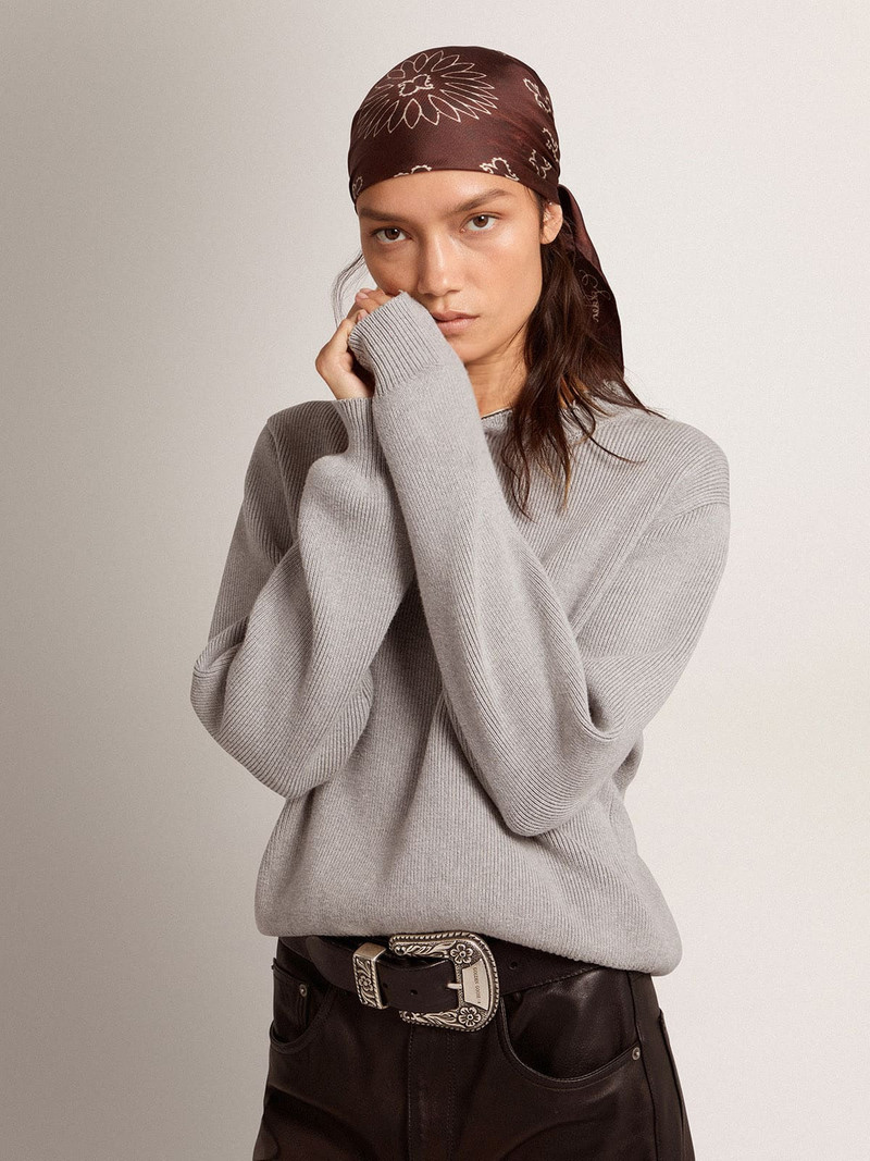 Golden Goose Women's round-neck sweater in gray cotton outlook