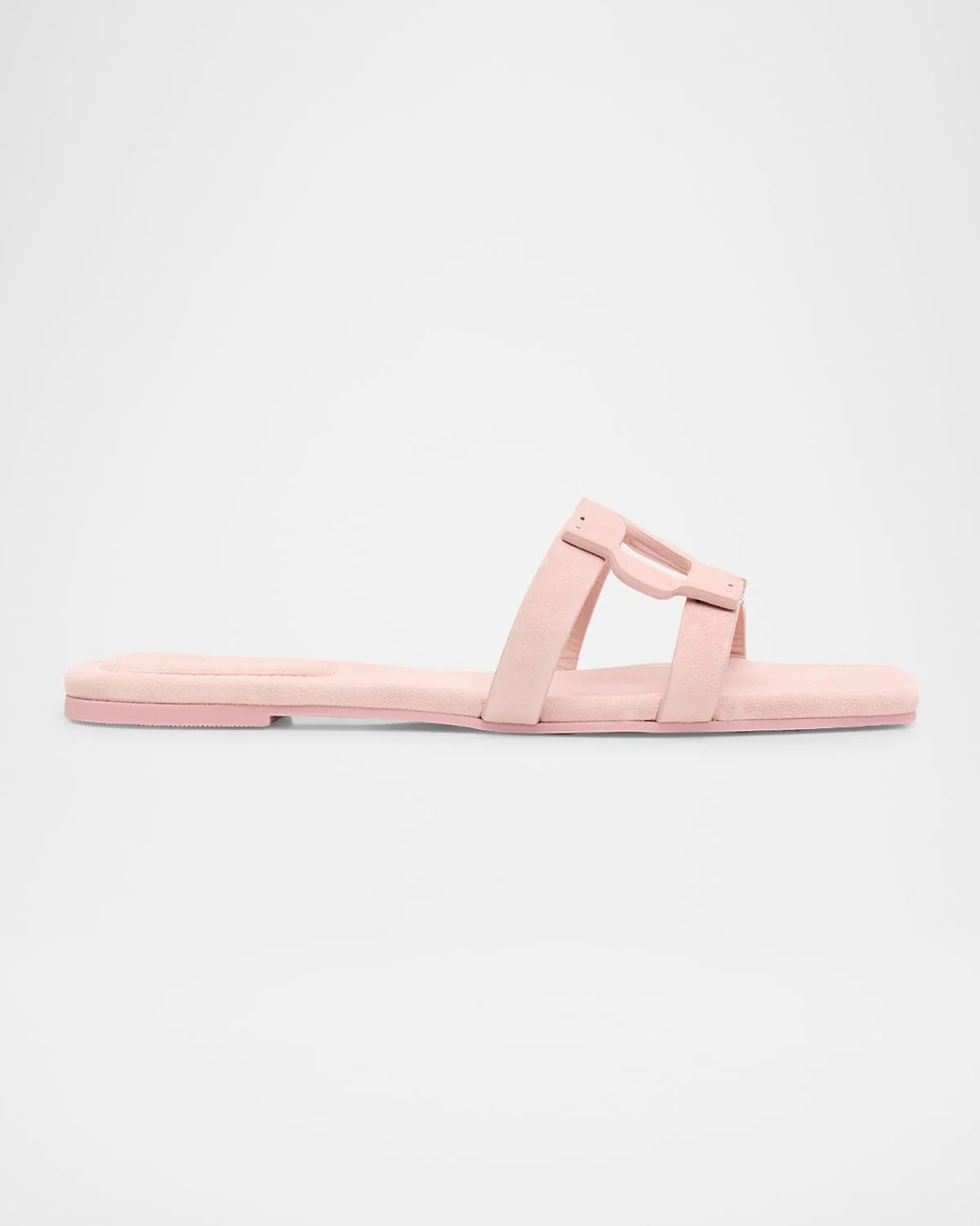 Monogram Suede Flat Slide Sandals - 1