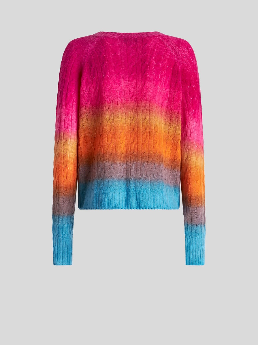 COLOUR SHADED CABLE WOOL JUMPER - 6