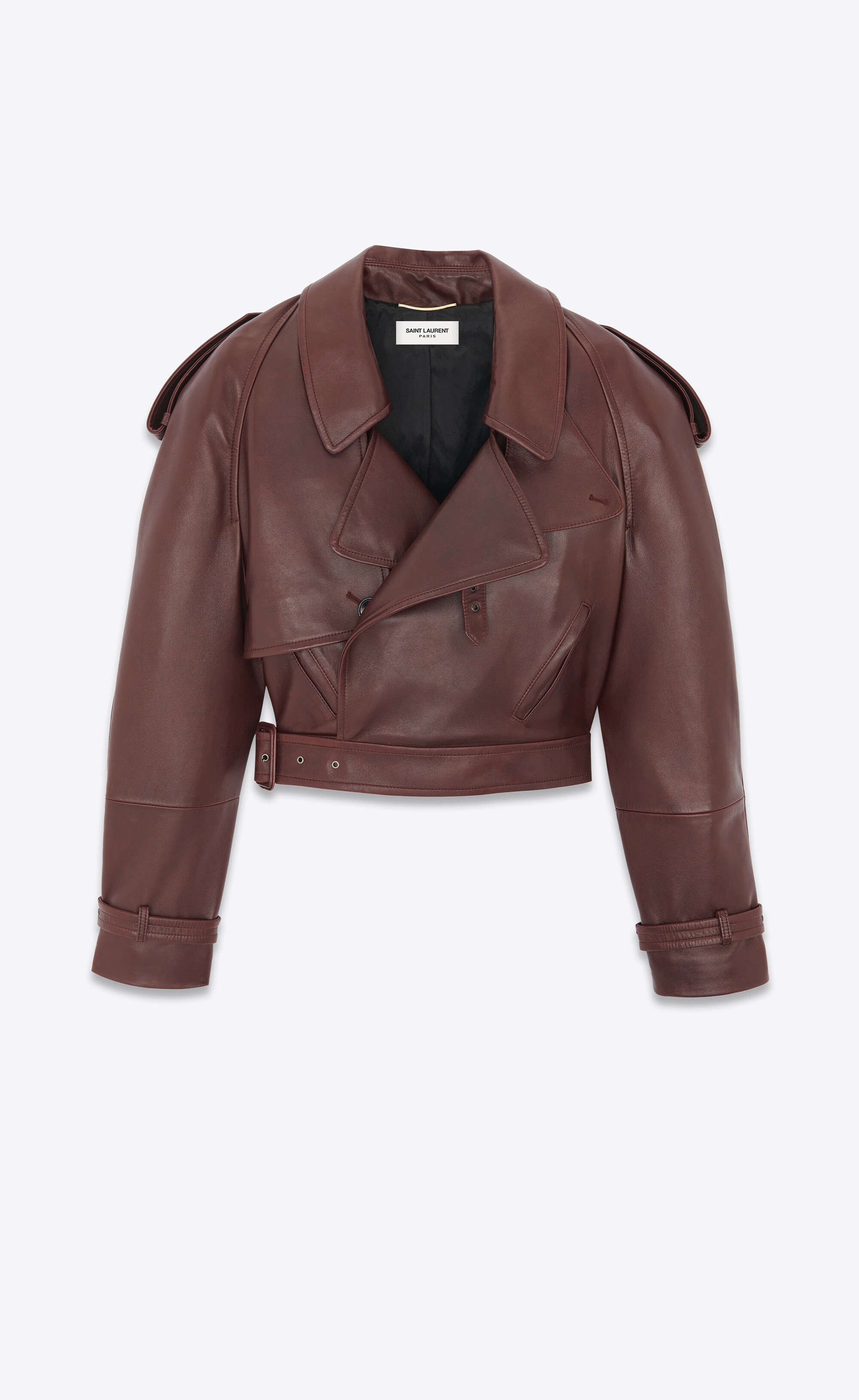 cropped trench in shiny lambskin - 1