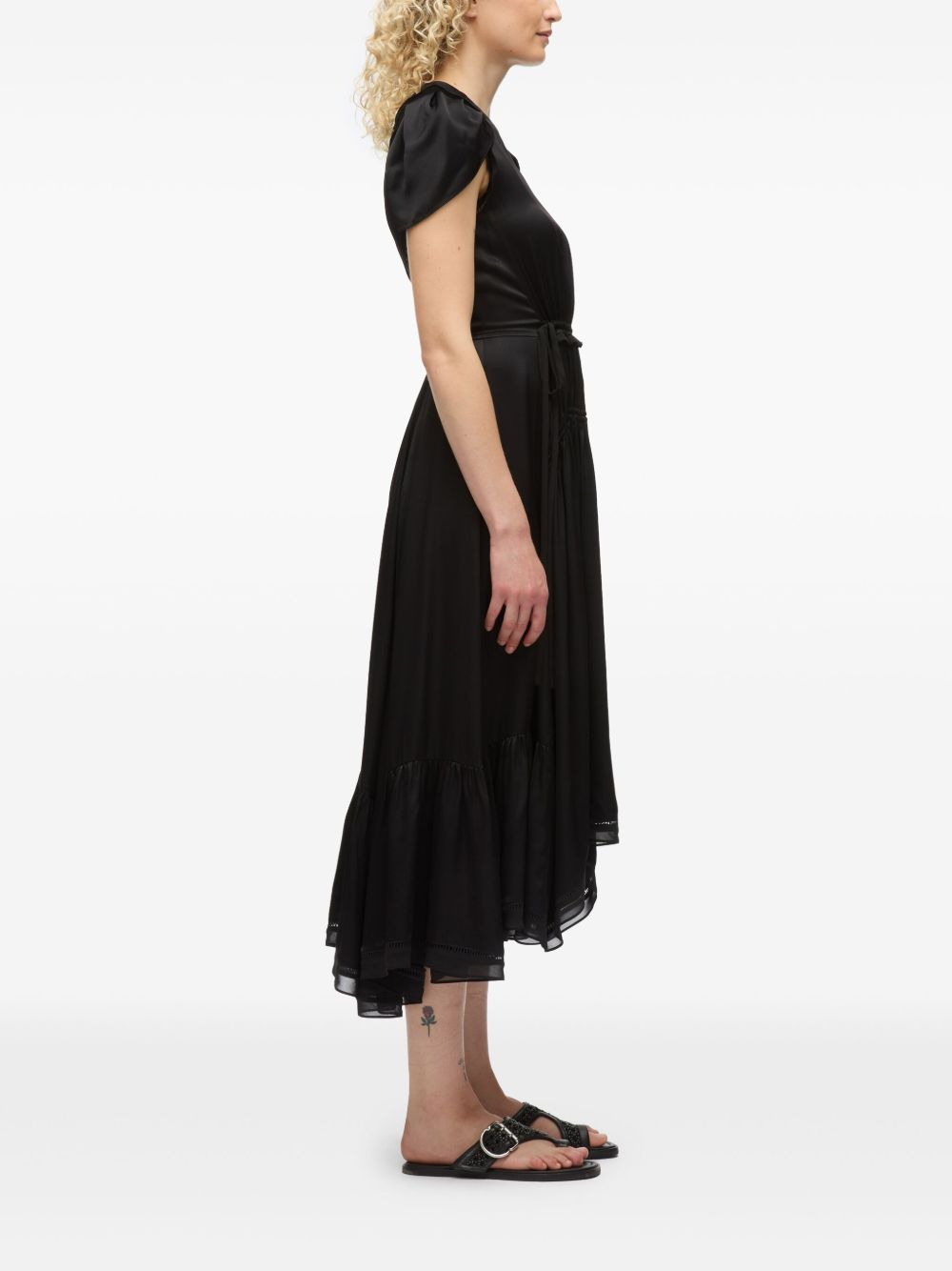 tulip-sleeved midi dress - 4