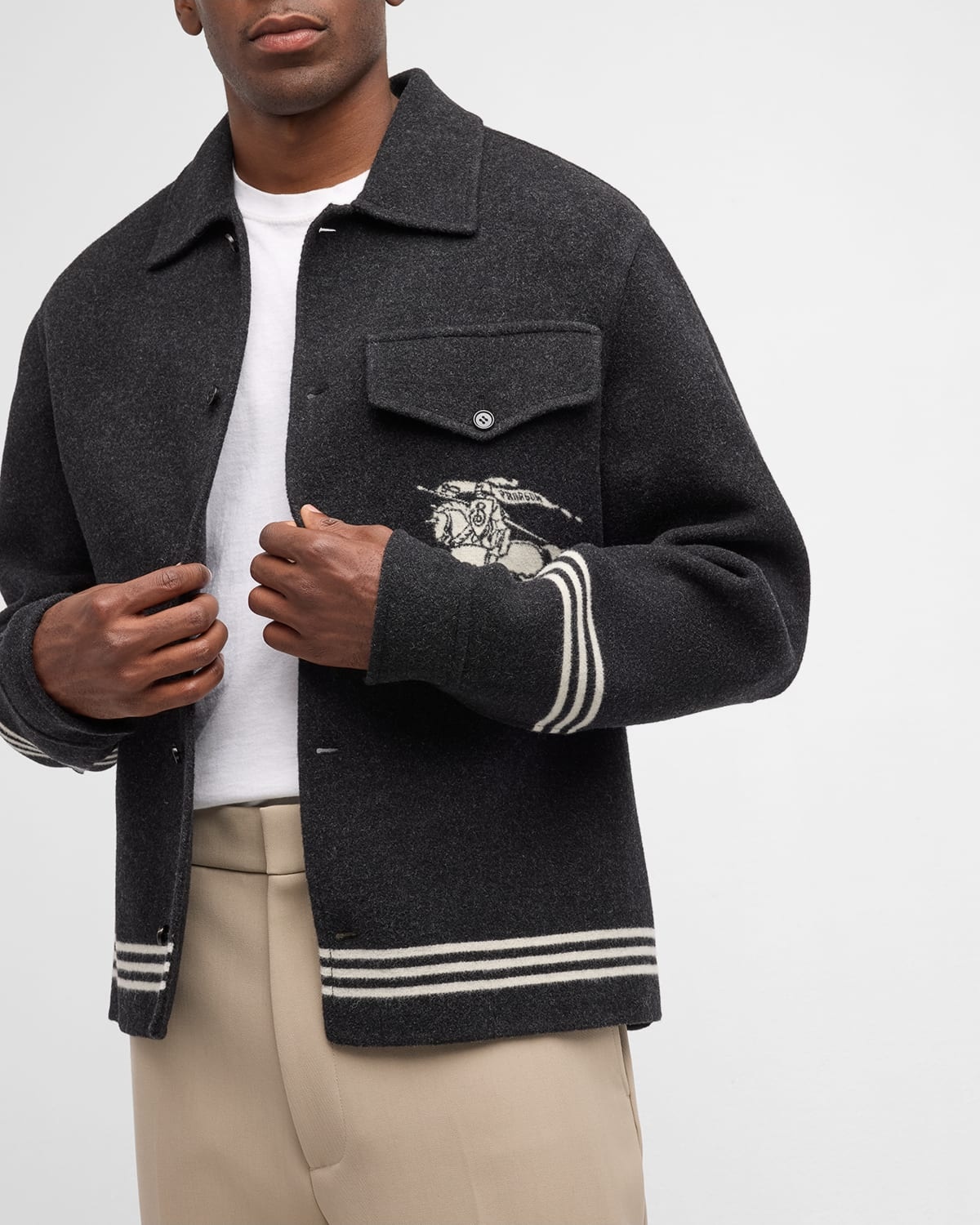 BURBERRY｜JACKETS (EKD Wool Overshirt Jacket (8095630)) Burberry Men's EKD Wool Jacket | Neiman Marcus