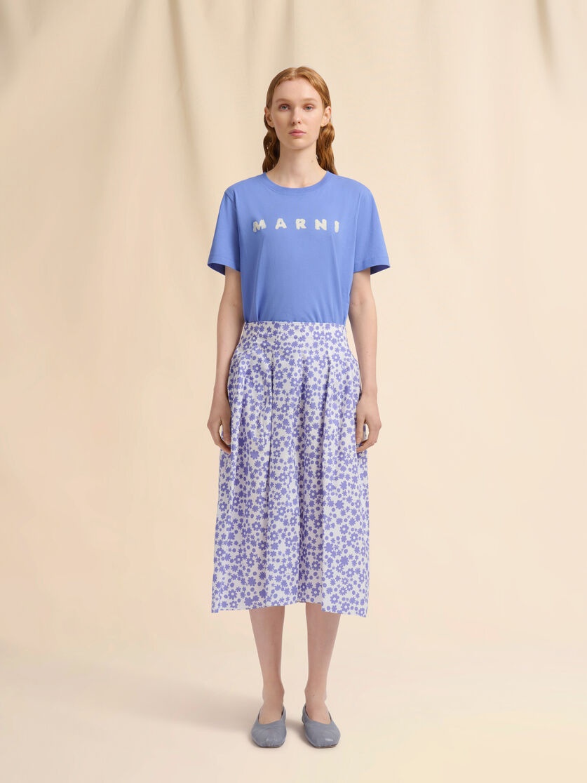 POPLIN MIDI SKIRT WITH WHITE AND LIGHT BLUE POP FIELDS MOTIF - 2