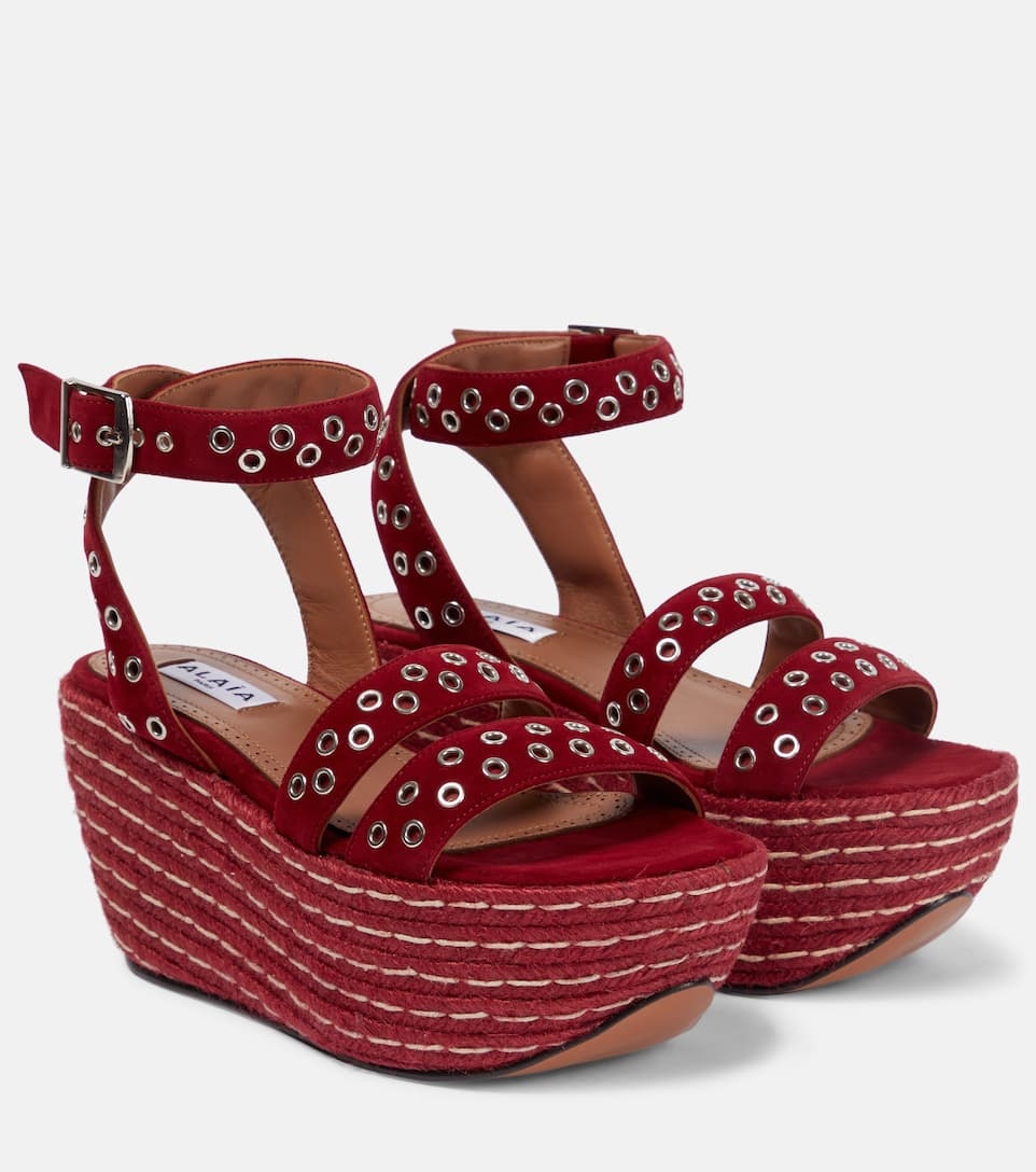 Embellished suede platform sandals - 1