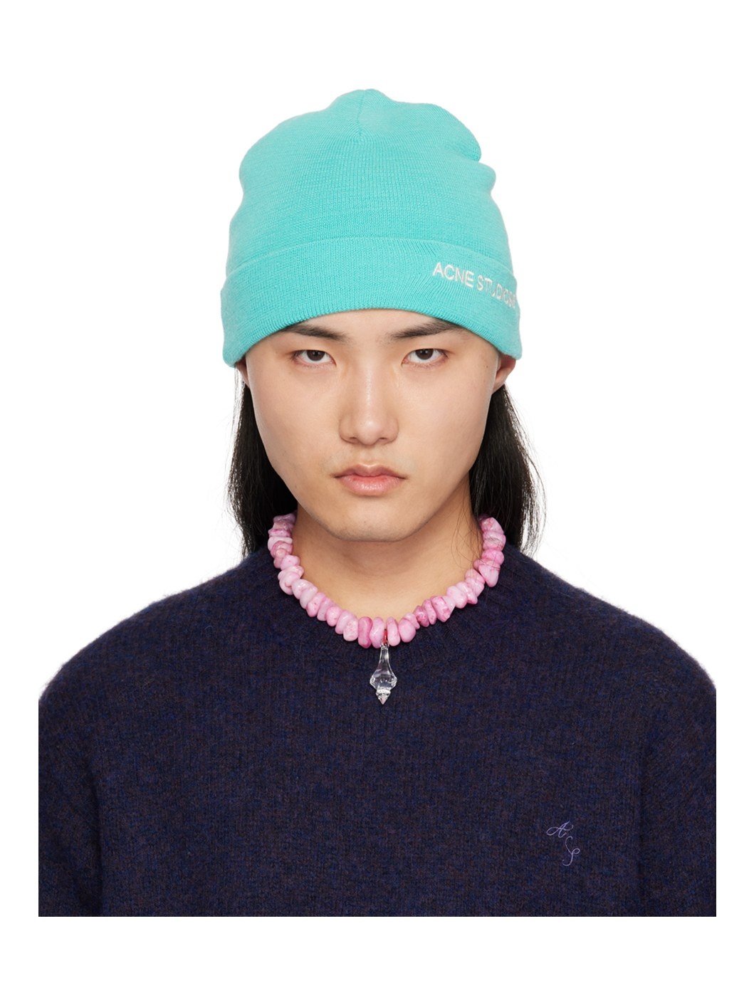 Blue Embroidered Logo Beanie - 1